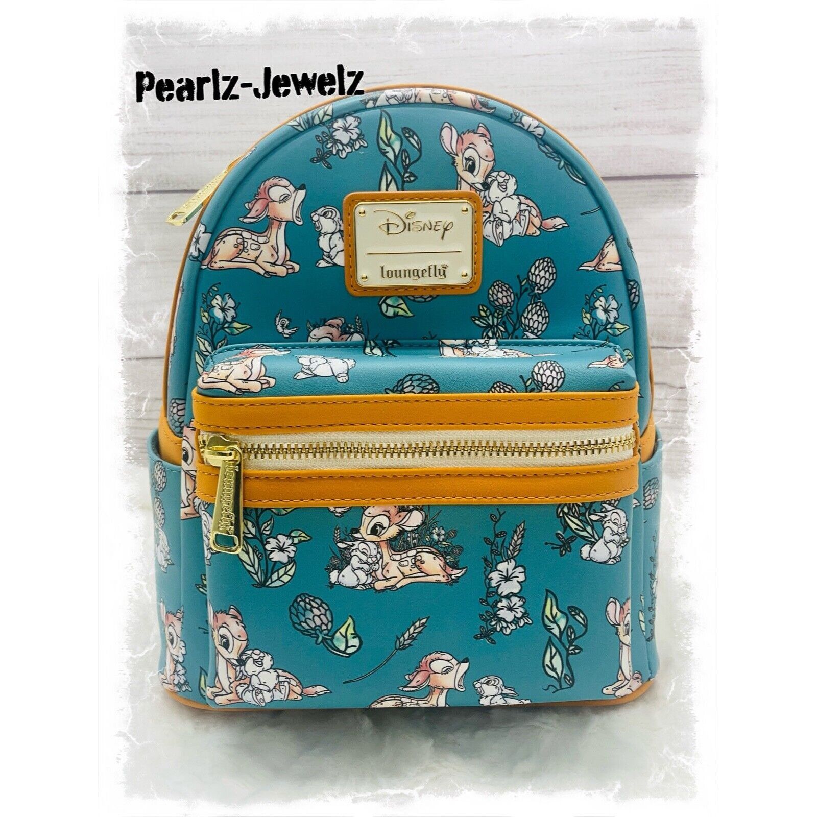 image of Disney Loungefly Bambi Thumper Forest Floral Allover Aop Mini Backp in Green, Women's