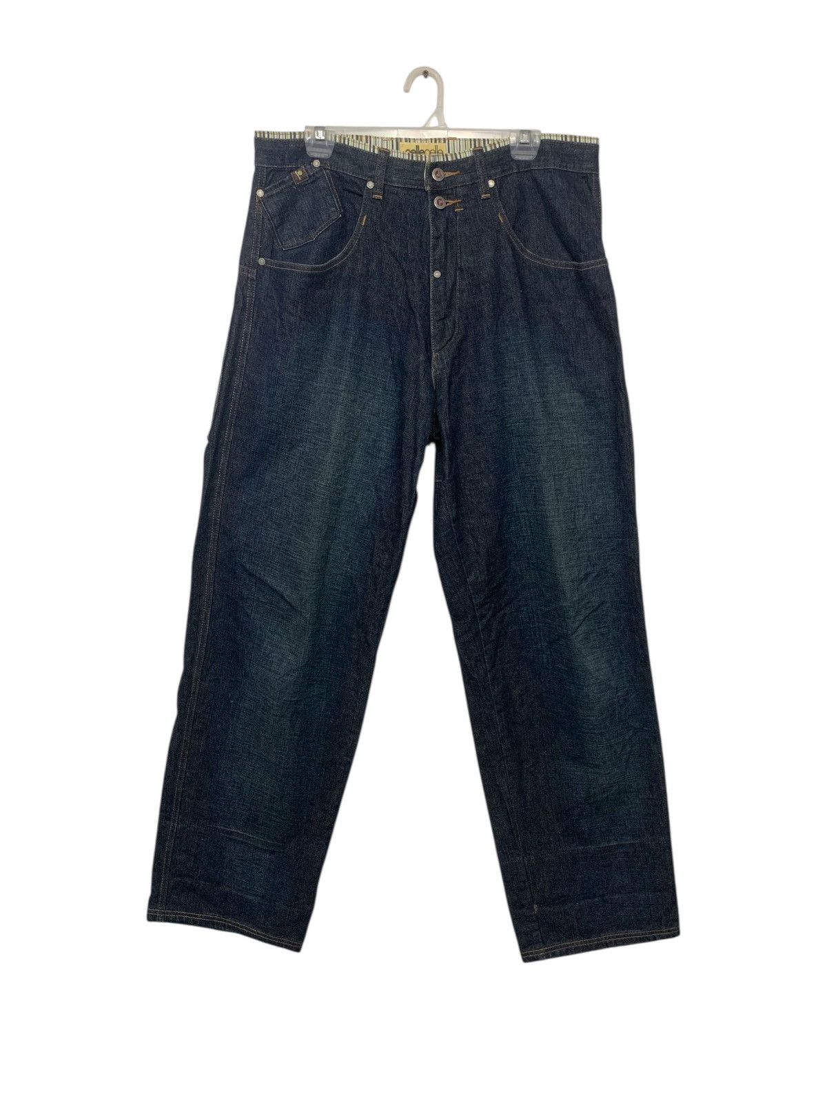 Pelle Pelle × Vintage Rare Vintage Pelle Pelle Buckle Back Baggy Style Jeans Size US 35 - 1 Thumbnail