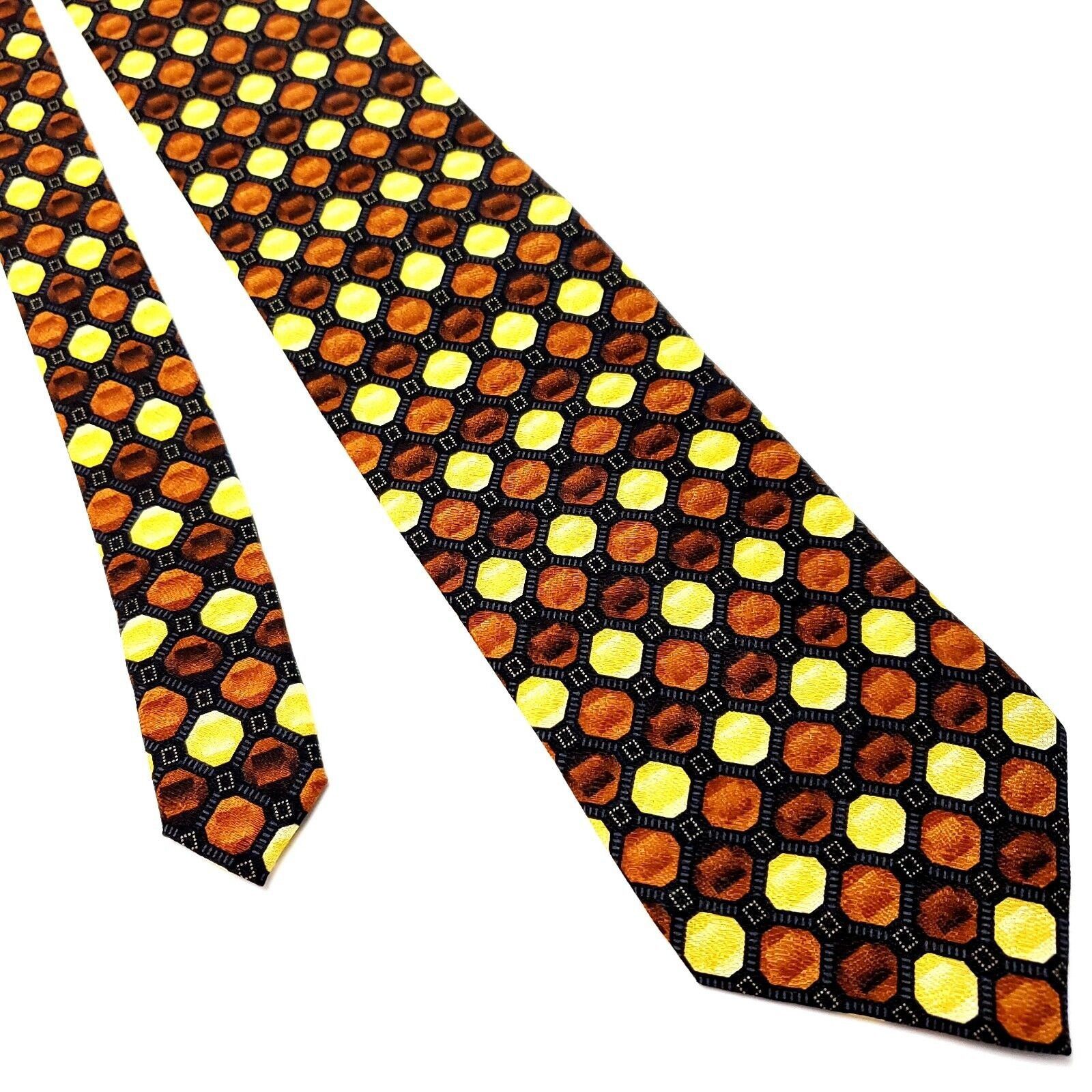Zanetti Zianetti Autumn Brown Orange Colored Silk Woven Short Dots Size ONE SIZE - 1 Thumbnail