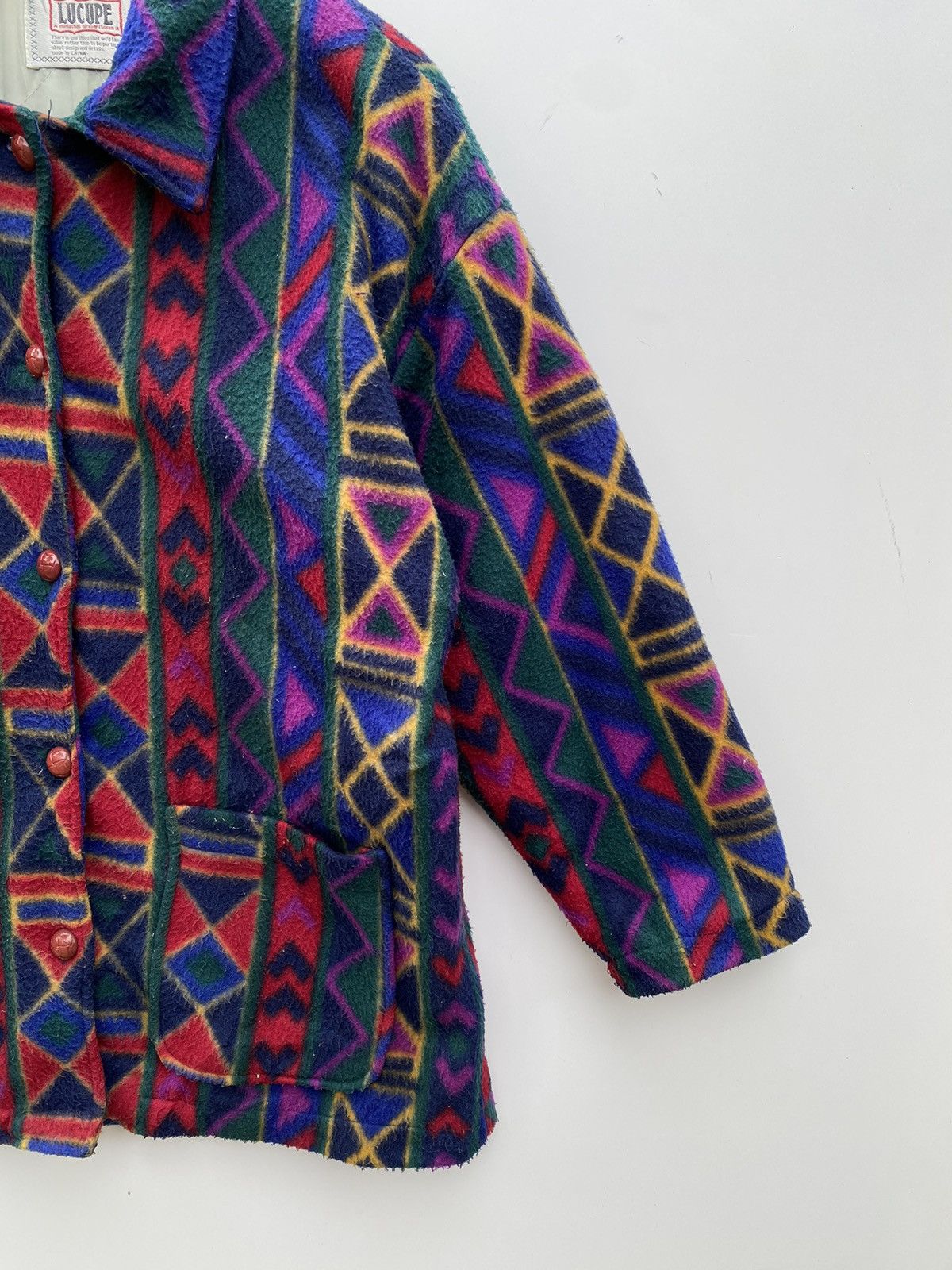 Japanese Brand Lucupe Wool Jacket Colourfull Design Size US L / EU 52-54 / 3 - 5 Thumbnail