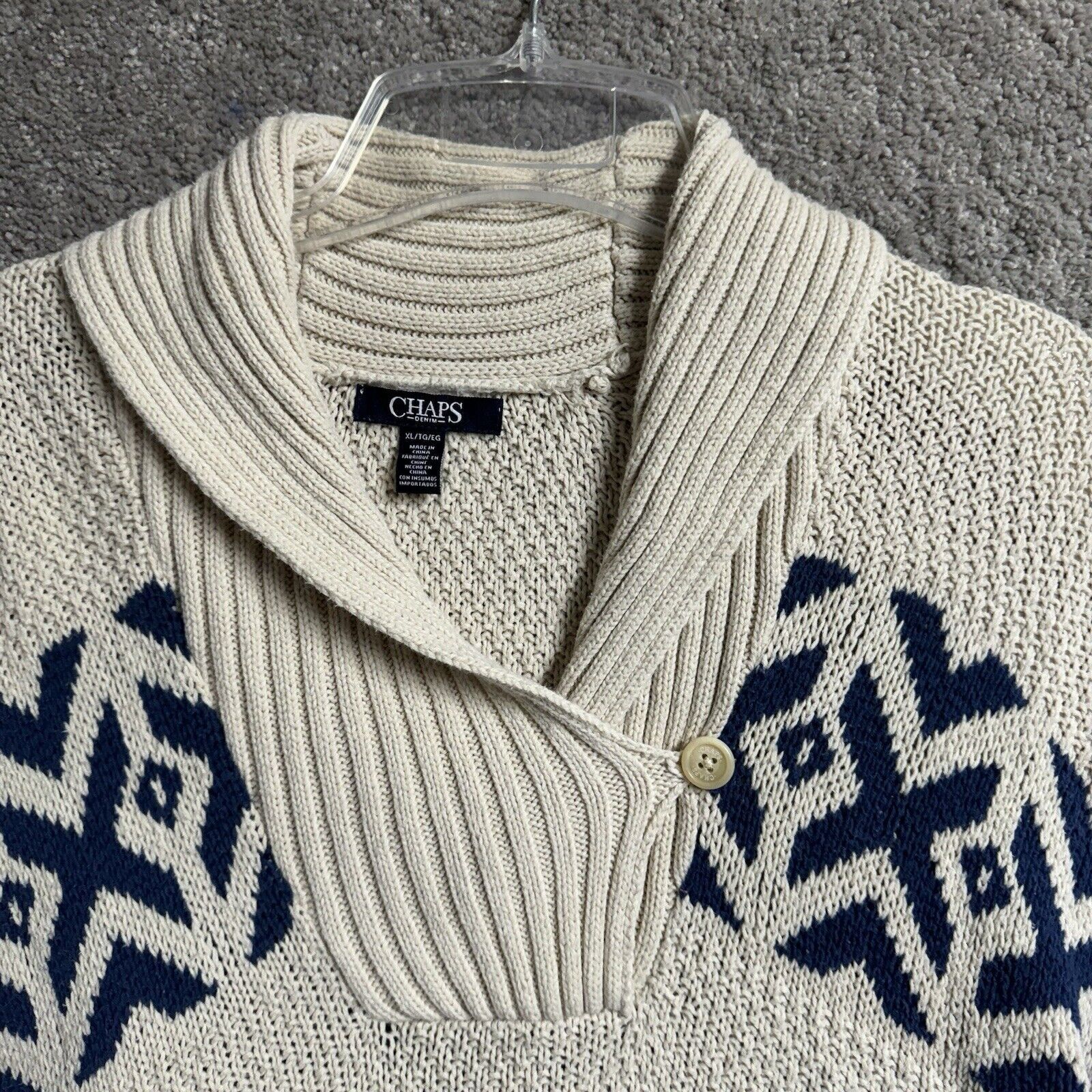 Chaps Chaps Sweater Womens XL Fair Isle Aztec Shawl Collar Warm Size XL / US 12-14 / IT 48-50 - 4 Thumbnail