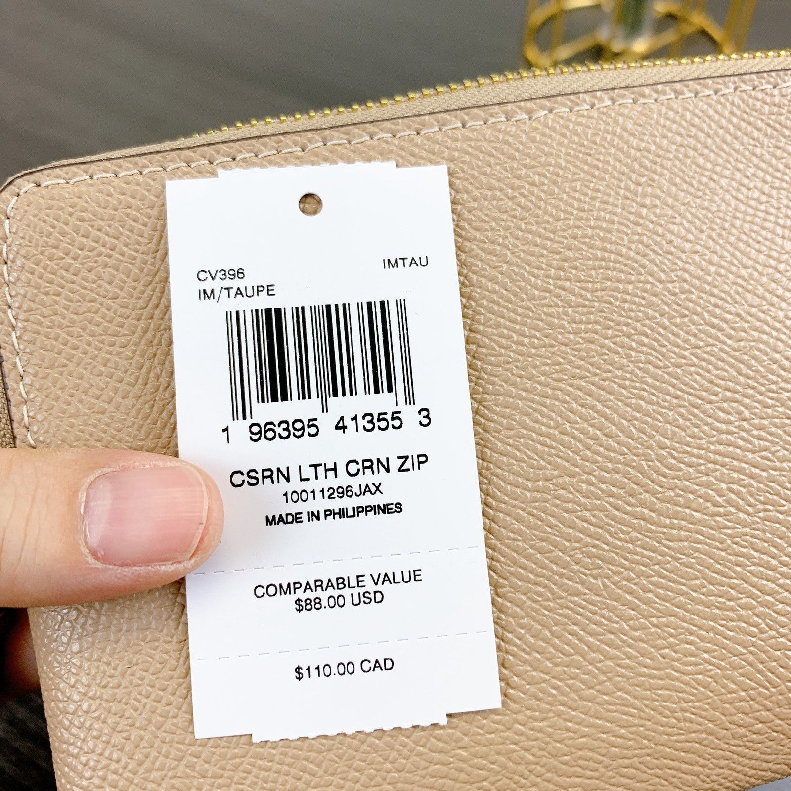 Coach Coach CV396 Corner Zip Wristlet IN Taupe Size ONE SIZE - 4 Thumbnail