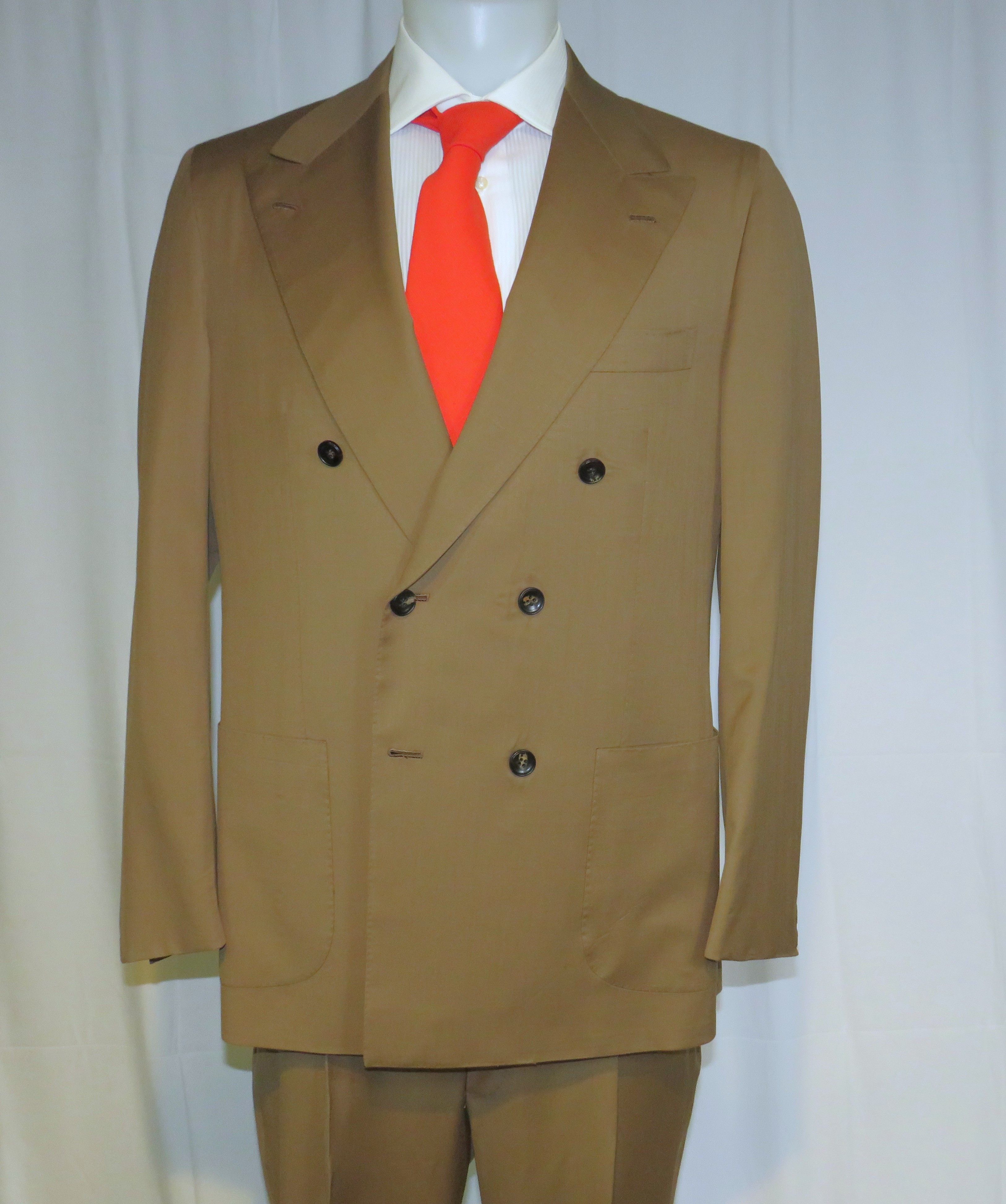 Kiton Custom Solid Brown Double Breasted Suit 45L NWT $12000 Size 46L - 3 Thumbnail