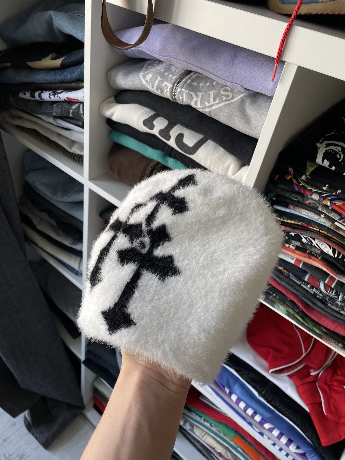 Japanese Brand Vintage Mohair Beanie Hat Varsity Iron Cross Y2K Drip Japan Size ONE SIZE - 2 Thumbnail