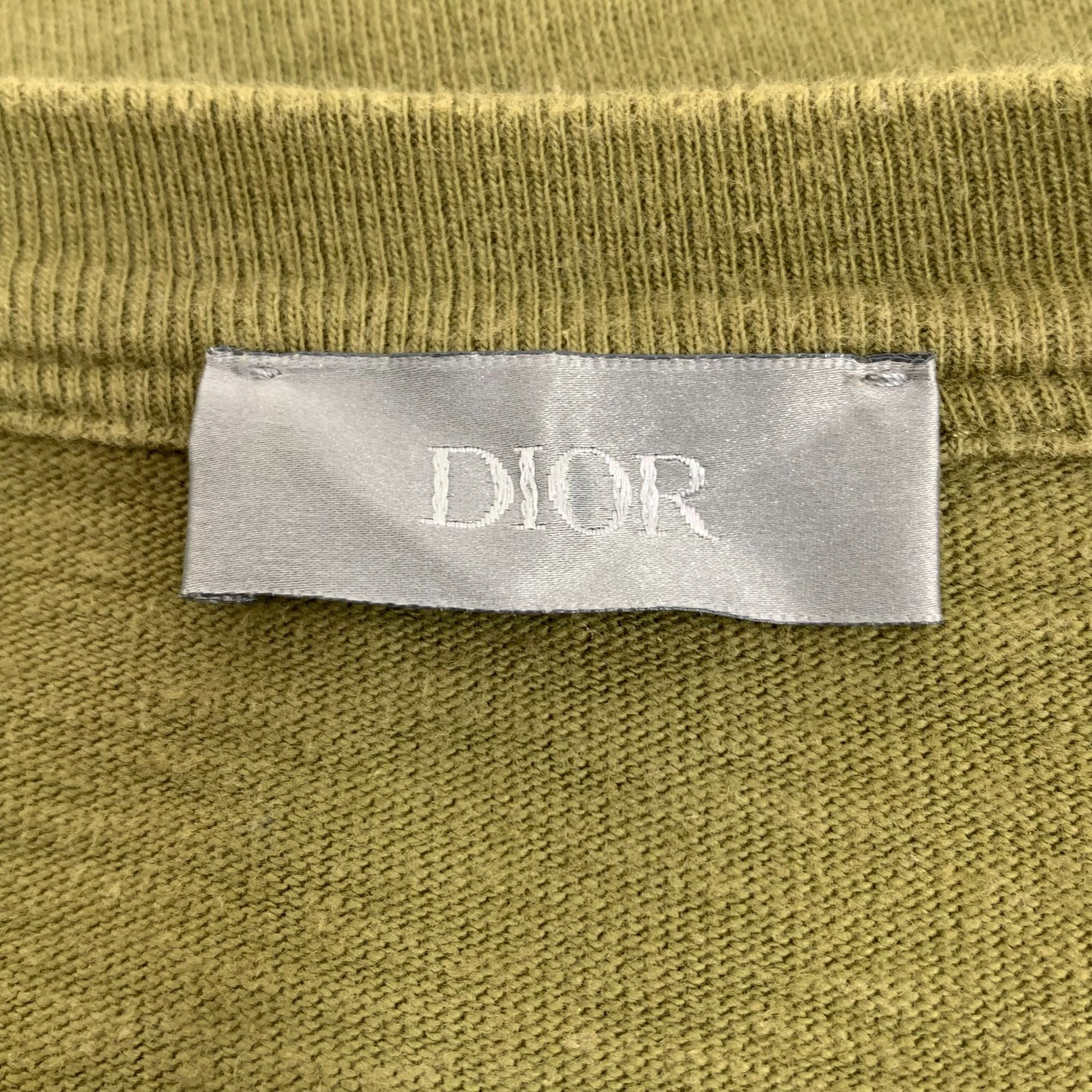 Dior Dior Khaki Green Floral Logo Embroidered Cotton Crewneck T-S Size US XS / EU 42 / 0 - 2 Thumbnail