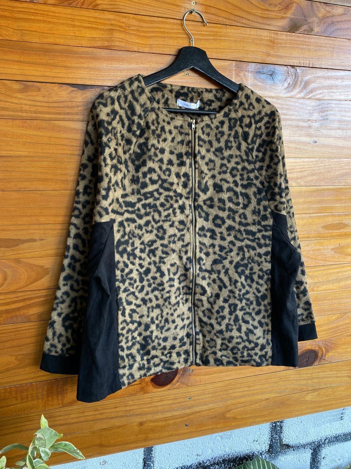 Japanese Brand Silent Worth Leopard Print Wool Blend Zip Jacket Women Size M / US 6-8 / IT 42-44 - 5 Thumbnail