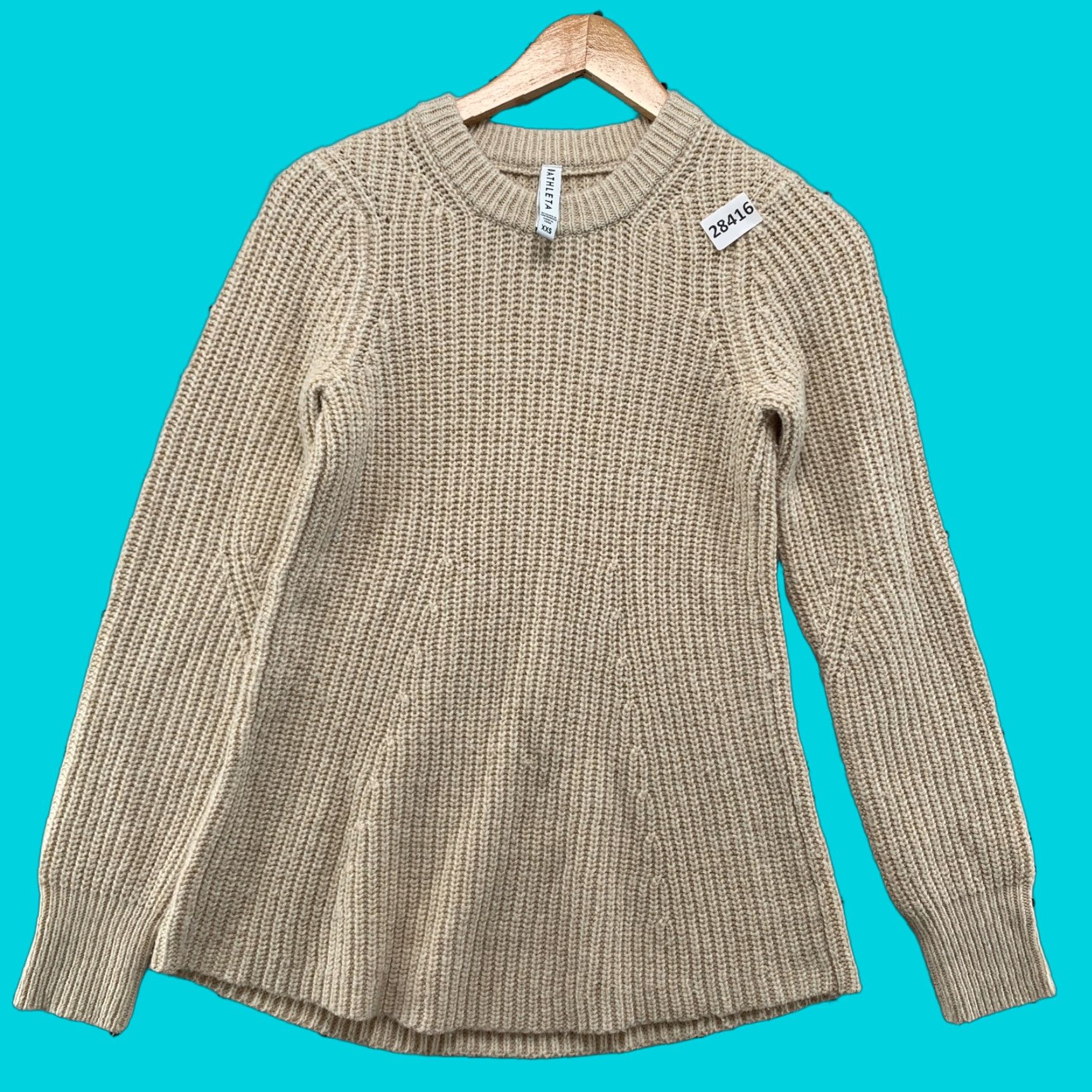 Athleta VINTAGE Athleta Wool Blend Sweater Ivory Waffle Knit Long Sleeve Pullover Womens 2XS Size XXS / US 00 / IT 34 - 1 Thumbnail