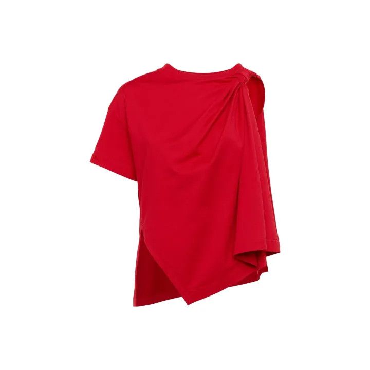 Alexander McQueen Alexander McQueen Red Asymmetric Short Sleeve T-Shirt 0079 Size L / US 10 / IT 46 - 1 Thumbnail