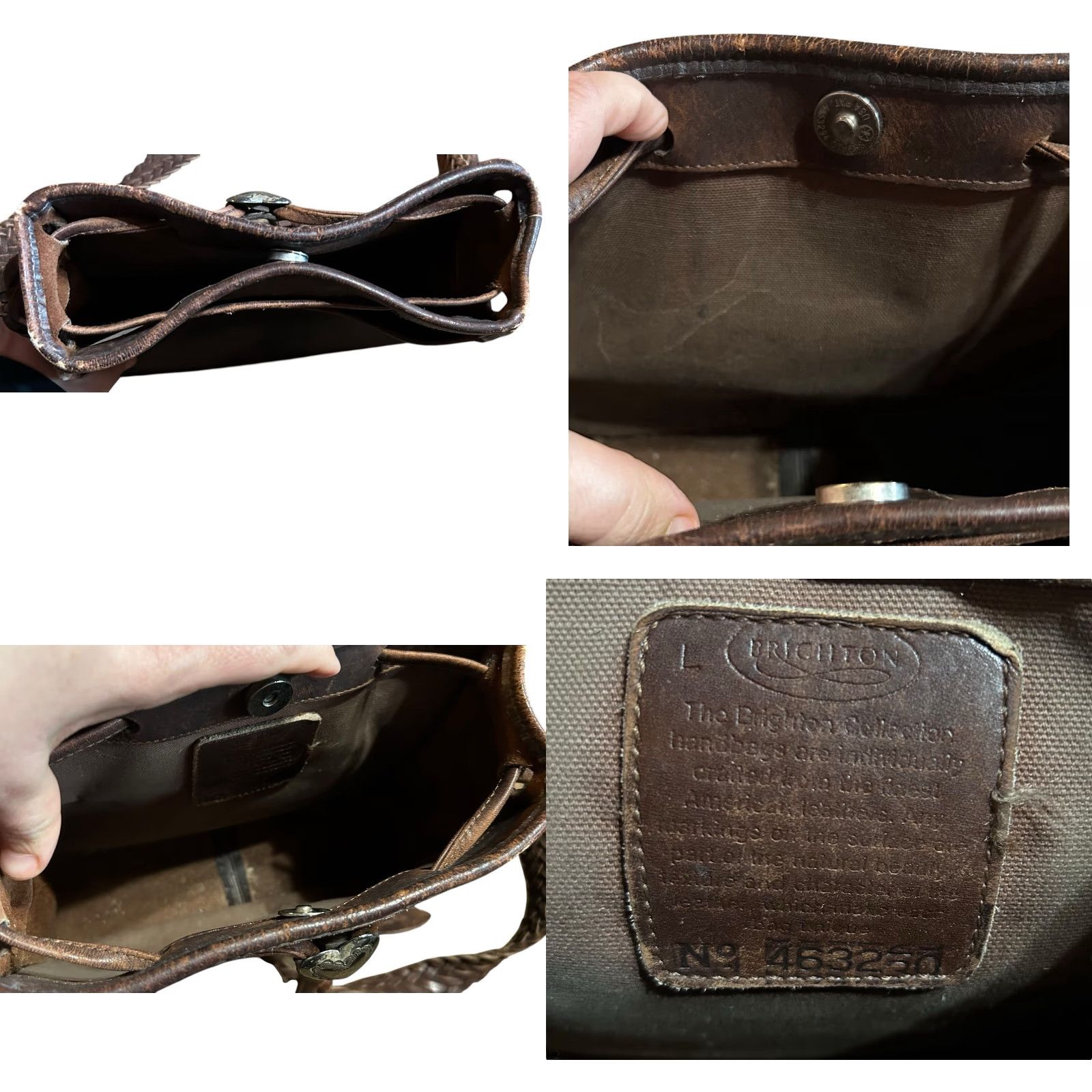 Brighton VINTAGE Brighton Western Crossbody Purse Hearts Leather Brown Conchos Damaged Women Crossbody Bag Medium Brown Leather, Silver Hardware Women Size ONE SIZE - 11 Thumbnail