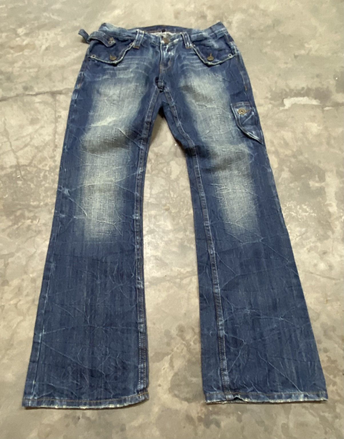 Japanese Brand × Jean × LOWBOX Flare Jeans Japanese Real Mind Low Rise Boot Cut Size US 31 - 1 Thumbnail