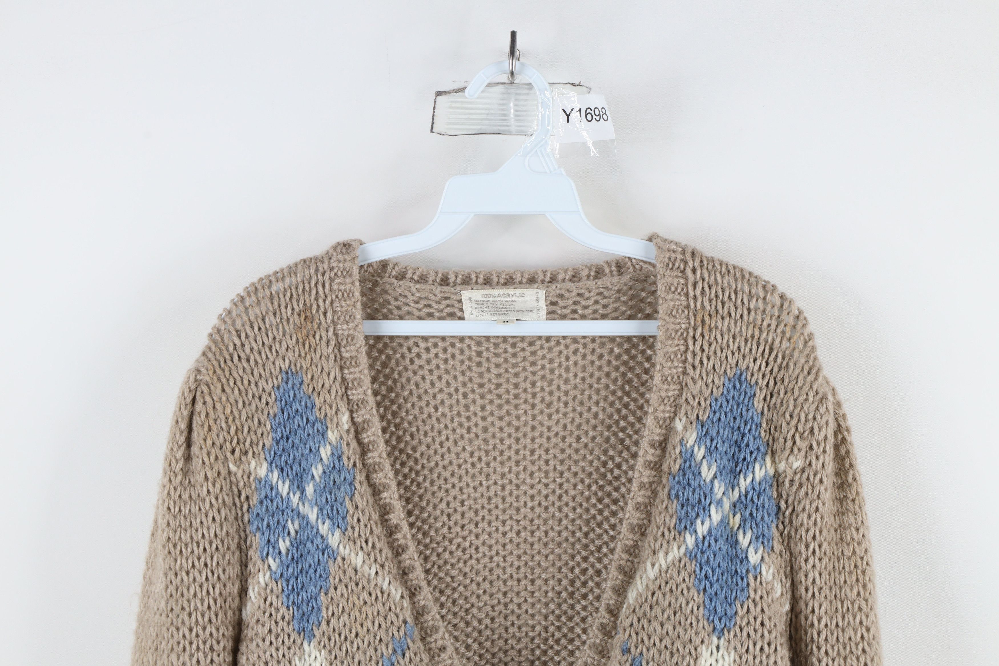 Vintage Vintage 70s Streetwear Knit Argyle Diamond Cardigan Sweater Size M / US 6-8 / IT 42-44 - 2 Thumbnail