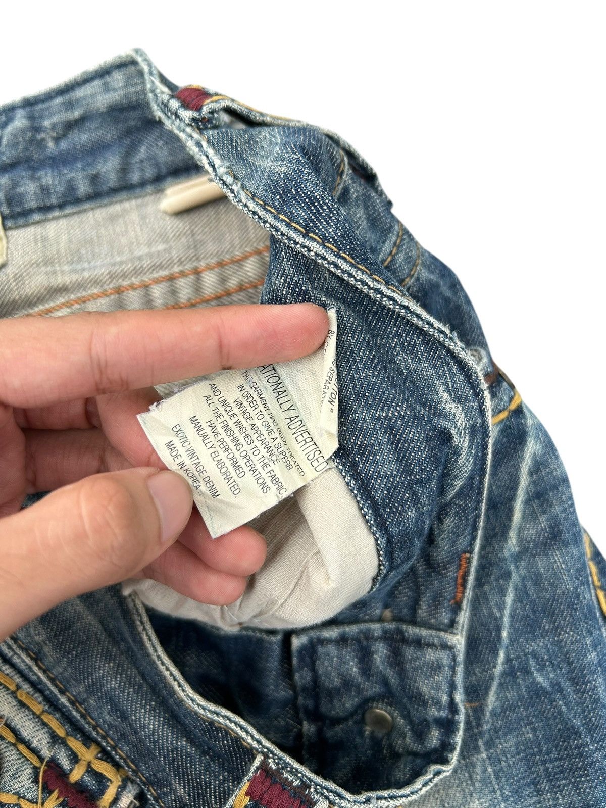 Kapital Flare Yoshitomo Nara Lolita Distressed Denim Jeans Size US 30 / EU 46 - 14 Thumbnail