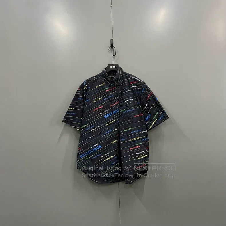 Balenciaga Balenciaga Stripe Logo Printed Short Sleeve Shirt Size US XXS / EU 40 - 1 Thumbnail