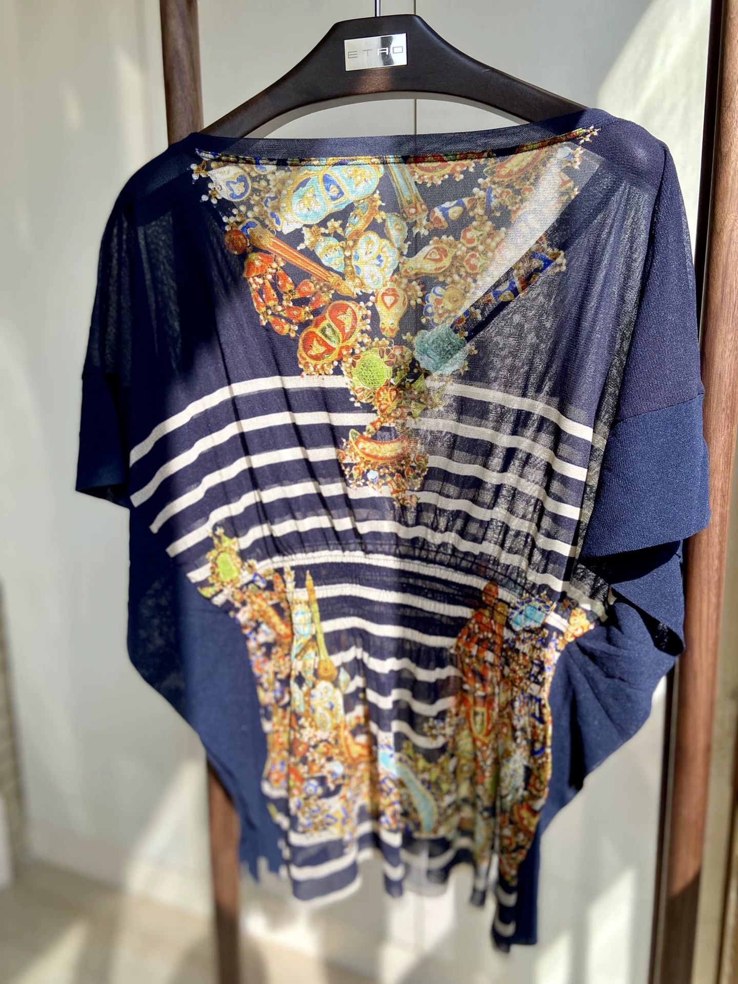 Jean Paul Gaultier JPG Batwing Tulle Top Off-Shoulder V-Back Jewelry-Print M Size M / US 6-8 / IT 42-44 - 3 Thumbnail