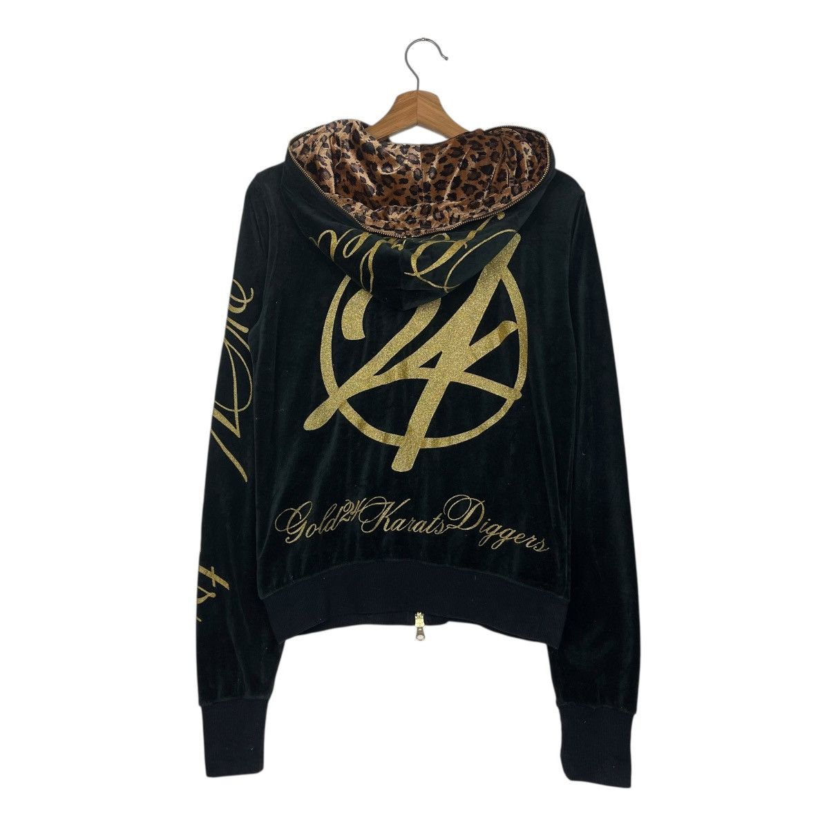 Japanese Brand 24 Karats Digger Big Logo Zipper Velvet Hoodie Size Small Size US S / EU 44-46 / 1 - 7 Thumbnail