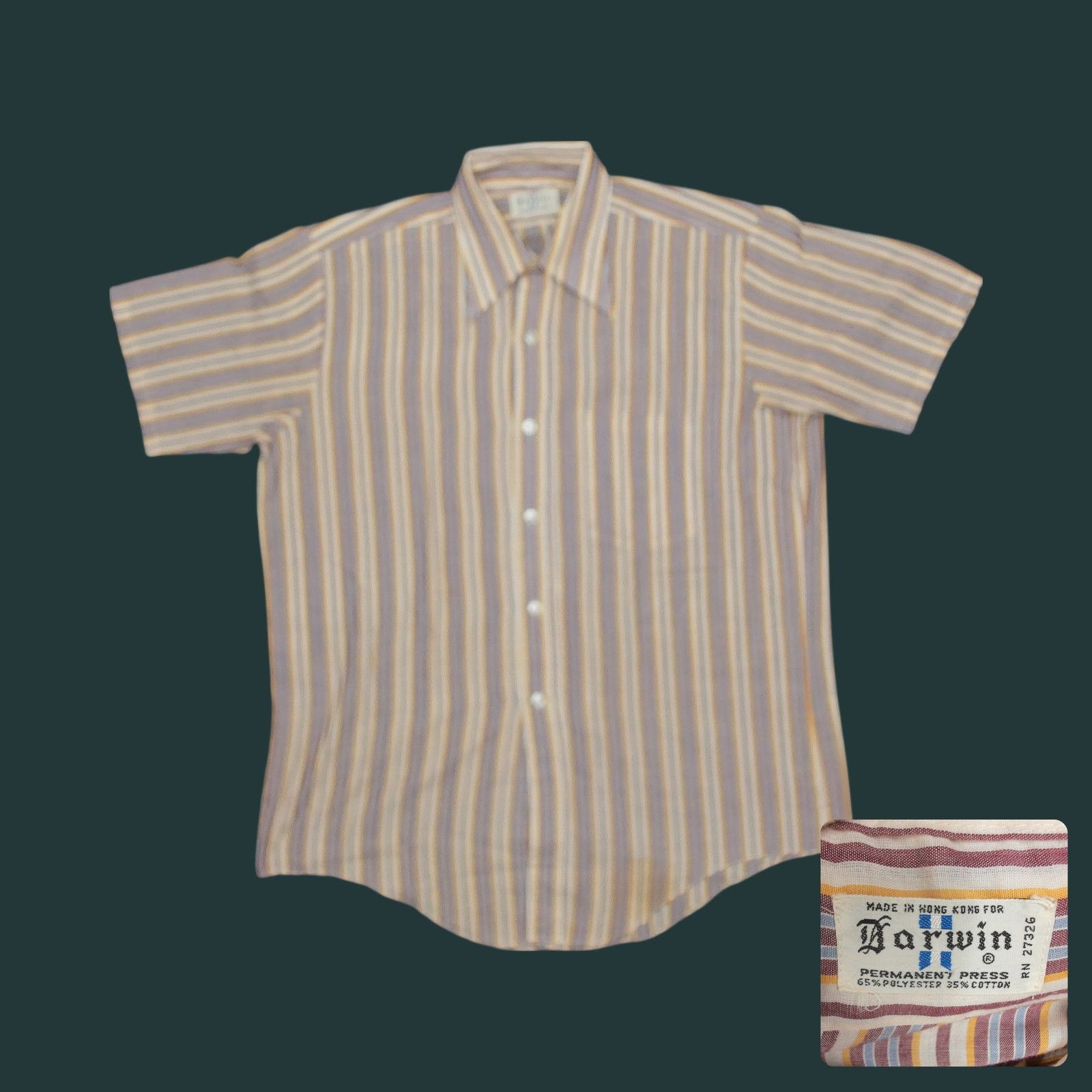 Vintage Darwin Vintage 70s Sheer Striped Disco Overshirt Mauve Size US M / EU 48-50 / 2 - 1 Thumbnail