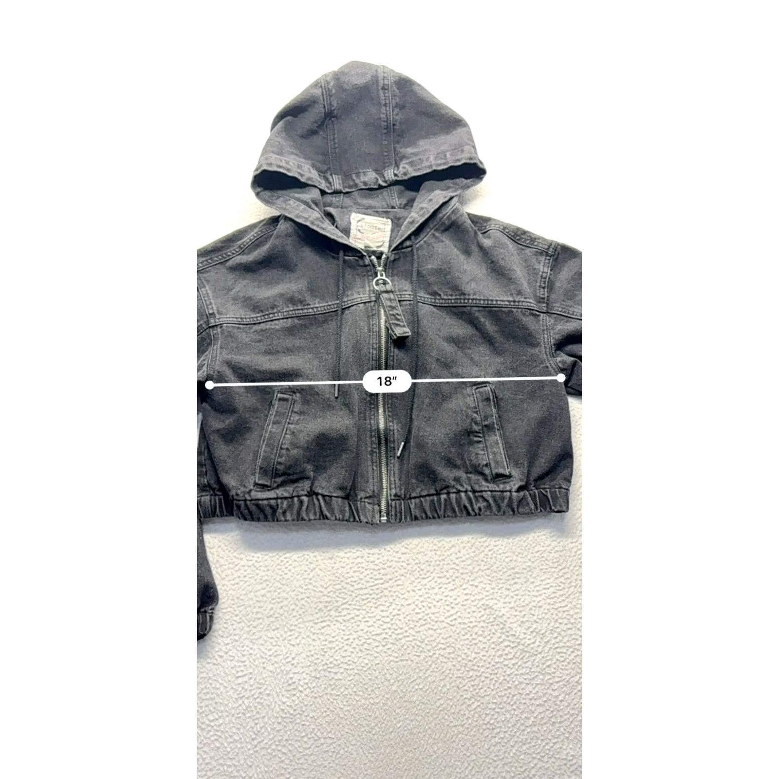 Denime Stoosh Cropped Black Denim Jacket Womens S Hoodie Jacket? Size 28" / US 6 / IT 42 - 7 Thumbnail