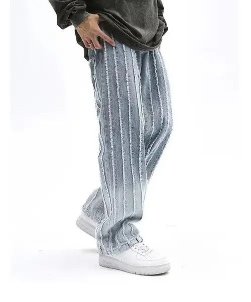 Jean Kasuga x Hioki Striped Baggy Flared Wide Leg Jeans y2k retro Size US 32 / EU 48 - 4 Thumbnail