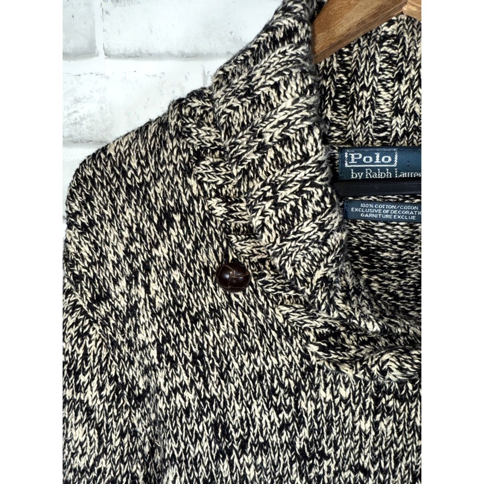 Polo Ralph Lauren VINTAGE Polo Ralph Lauren Gray/Black Shawl Neck Sweater Mens S Shirt Pullover Knit Cardigan? Size US S / EU 44-46 / 1 - 3 Thumbnail