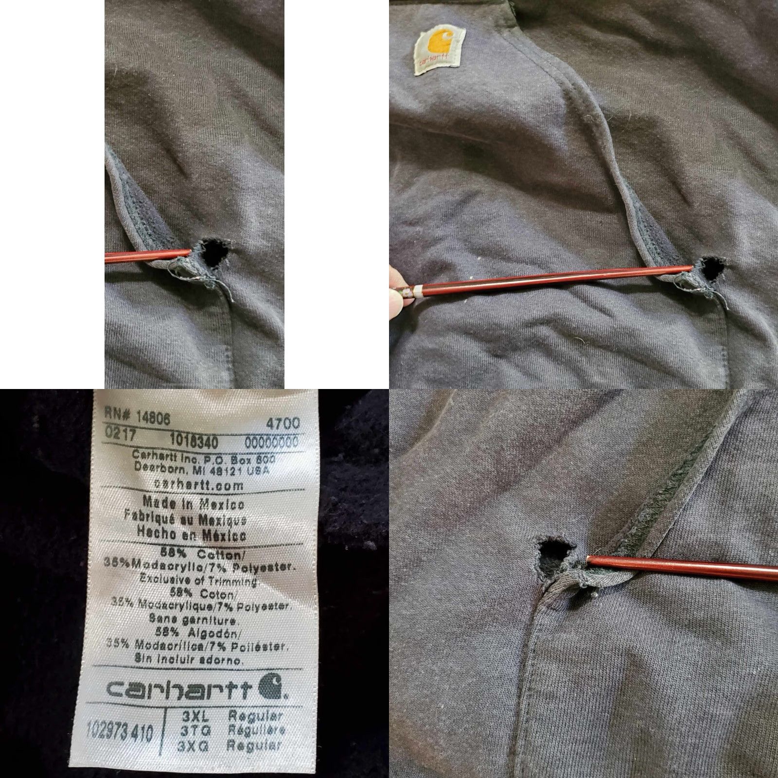 Carhartt Carhartt Hoodie Mens 3XLT Blue Grunge Distressed Workwear XXXL Size US XXL / EU 58 / 5 - 8 Thumbnail