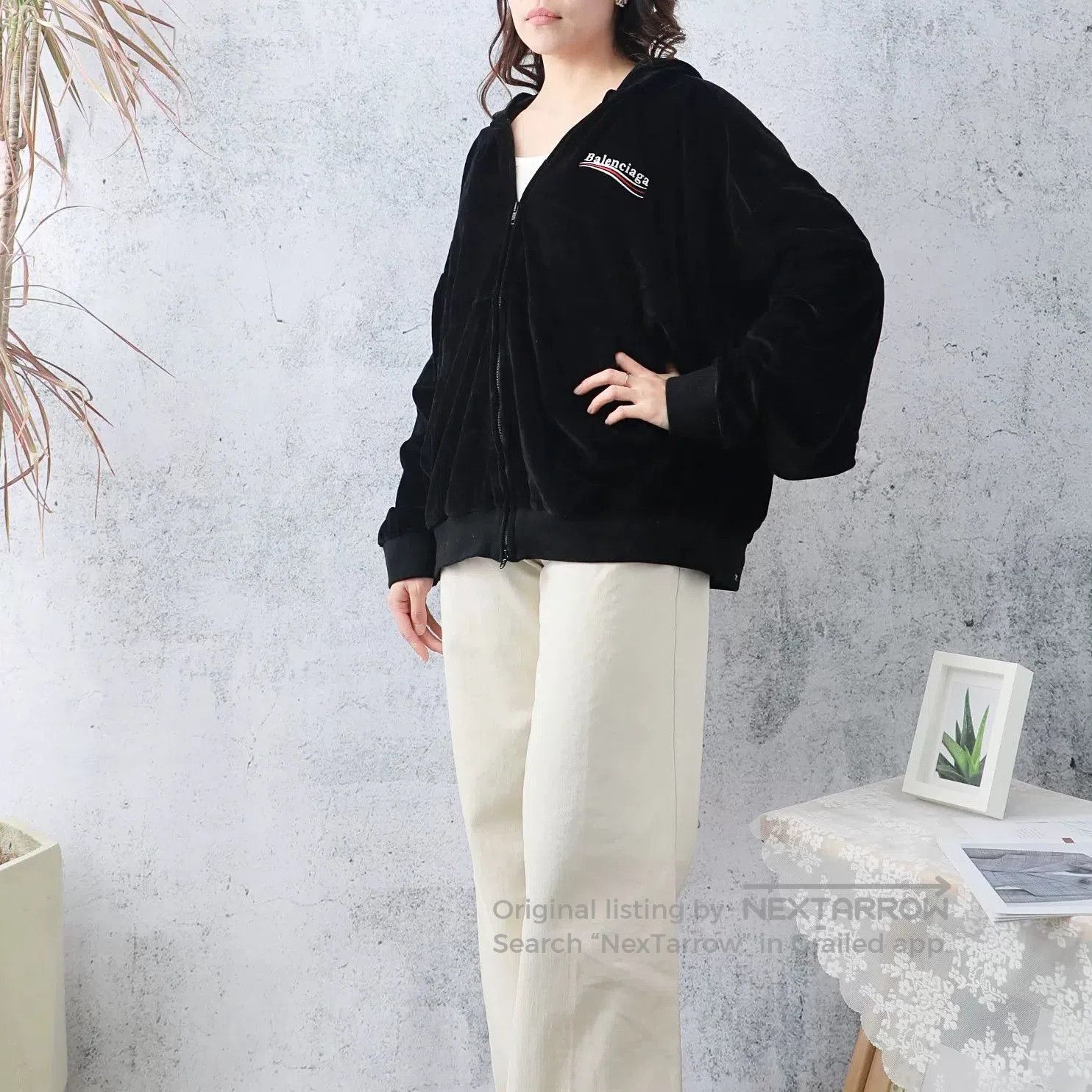 Balenciaga Balenciaga Black Cotton Velvet Hooded Top. Size M / US 6-8 / IT 42-44 - 1 Thumbnail