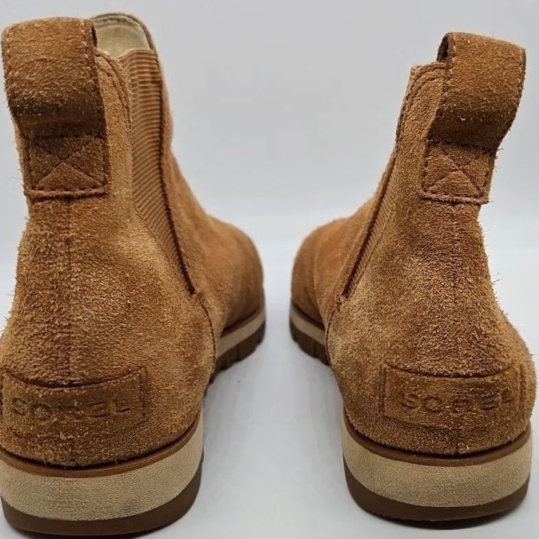 SOREL Sorel Emelie Chelsea Boots Women 7.5 Tan Suede Waterproof Ankle Boot NL3335 Size US 8 / IT 38 - 3 Thumbnail