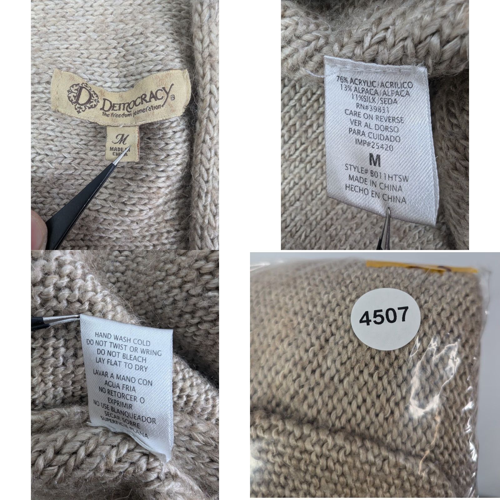 Vintage VINTAGE? (No) Democracy Cardigan Long Sleeve Open Front Fringe Knit Beige Size M Womens Sweater Fringe Hem Cozy Knit Fall Winter Size M / US 6-8 / IT 42-44 - 8 Thumbnail