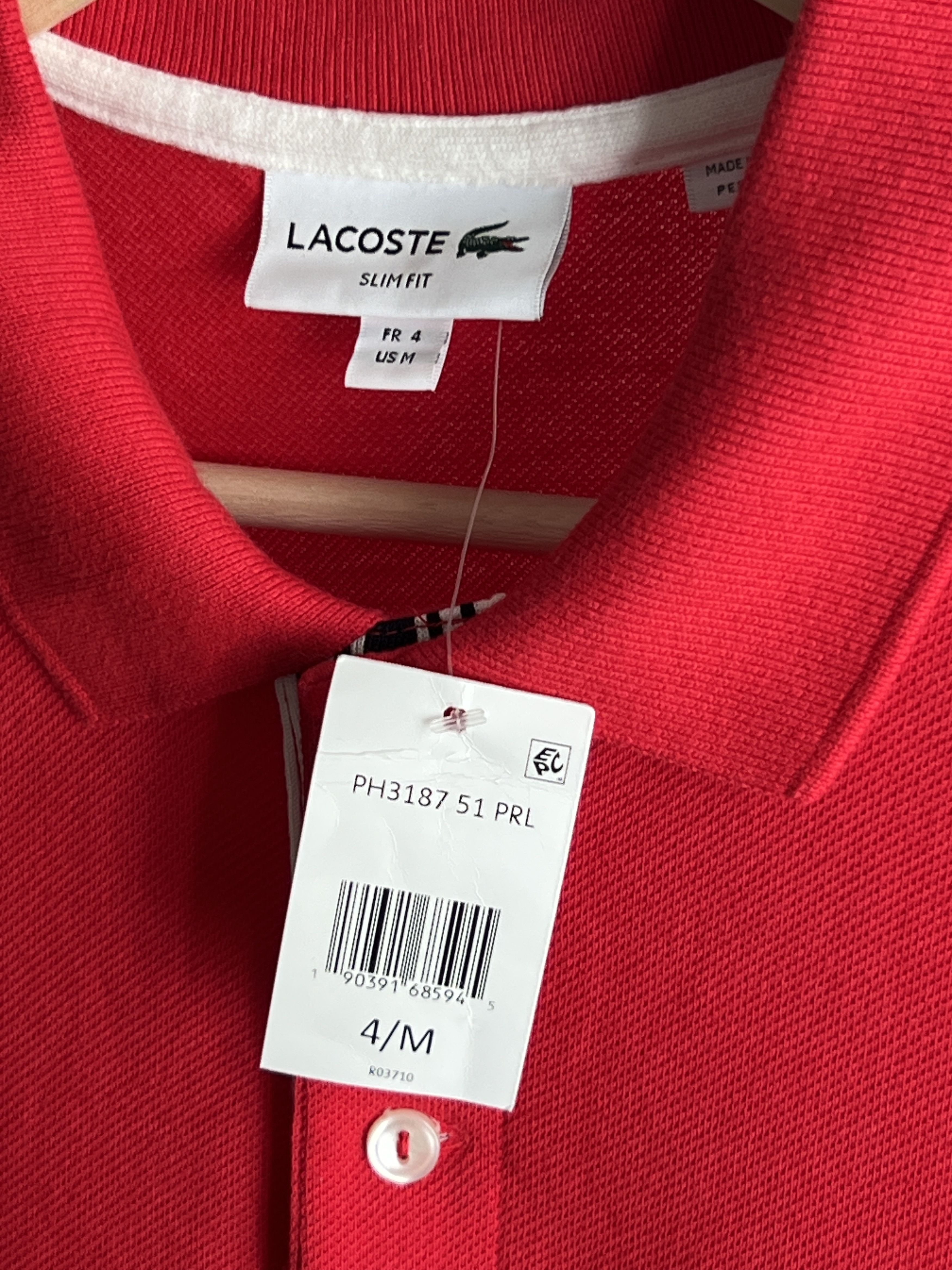 Lacoste Lacoste Polo Shirt Men Size 4 Medium Red Slim Fit Logo Size US M / EU 48-50 / 2 - 8 Thumbnail