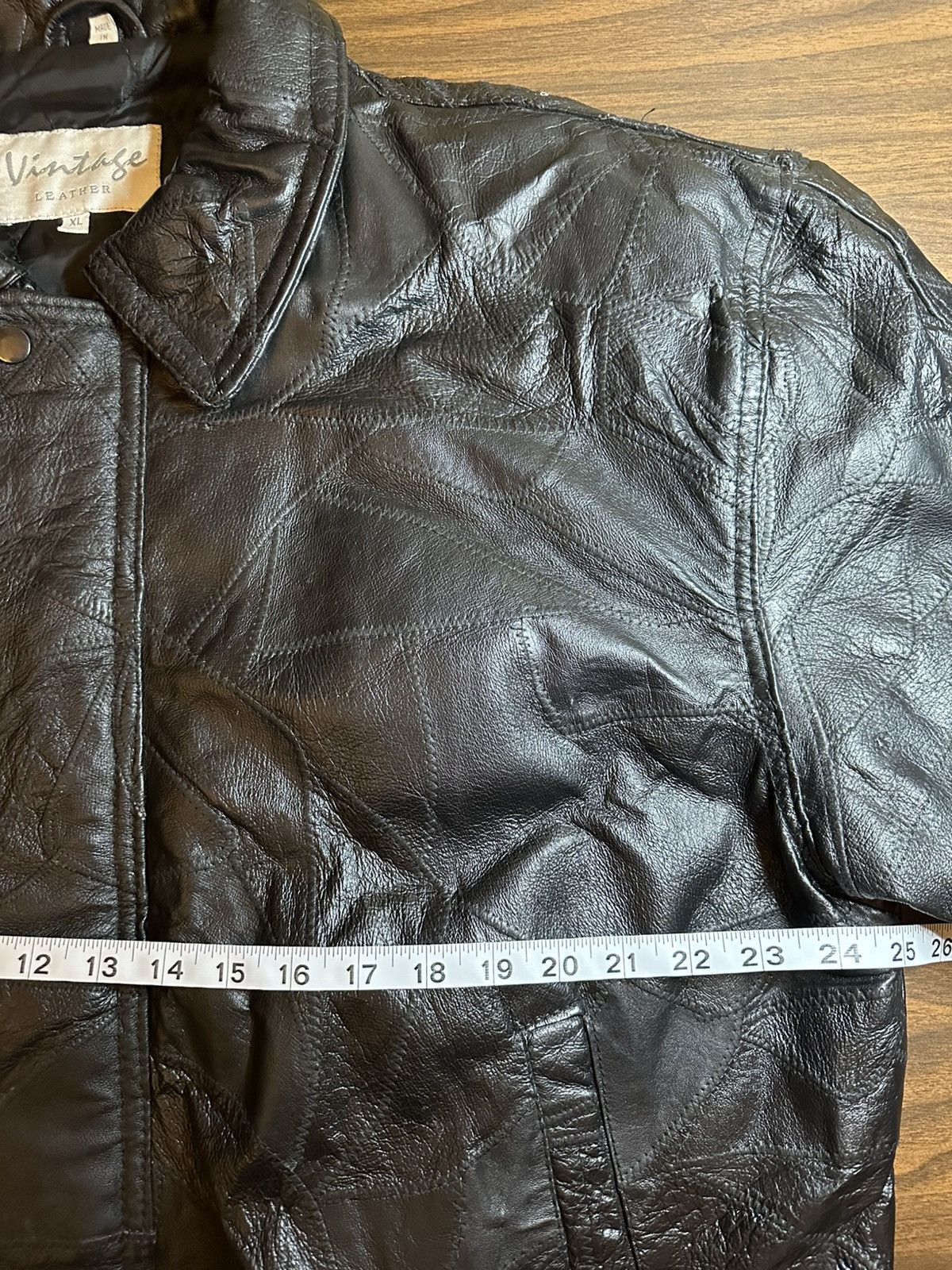 Vintage 🪡 Vintage Black Leather Patchwork Bomber Jacket Size US XL / EU 56 / 4 - 14 Thumbnail