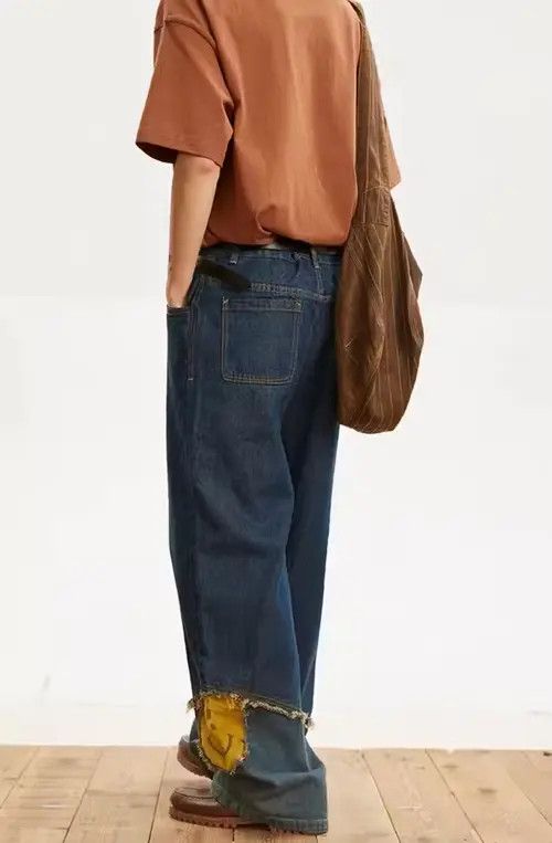 VIBE Straight-leg loose jeans with retro patchwork design Size US 32 / EU 48 - 5 Thumbnail