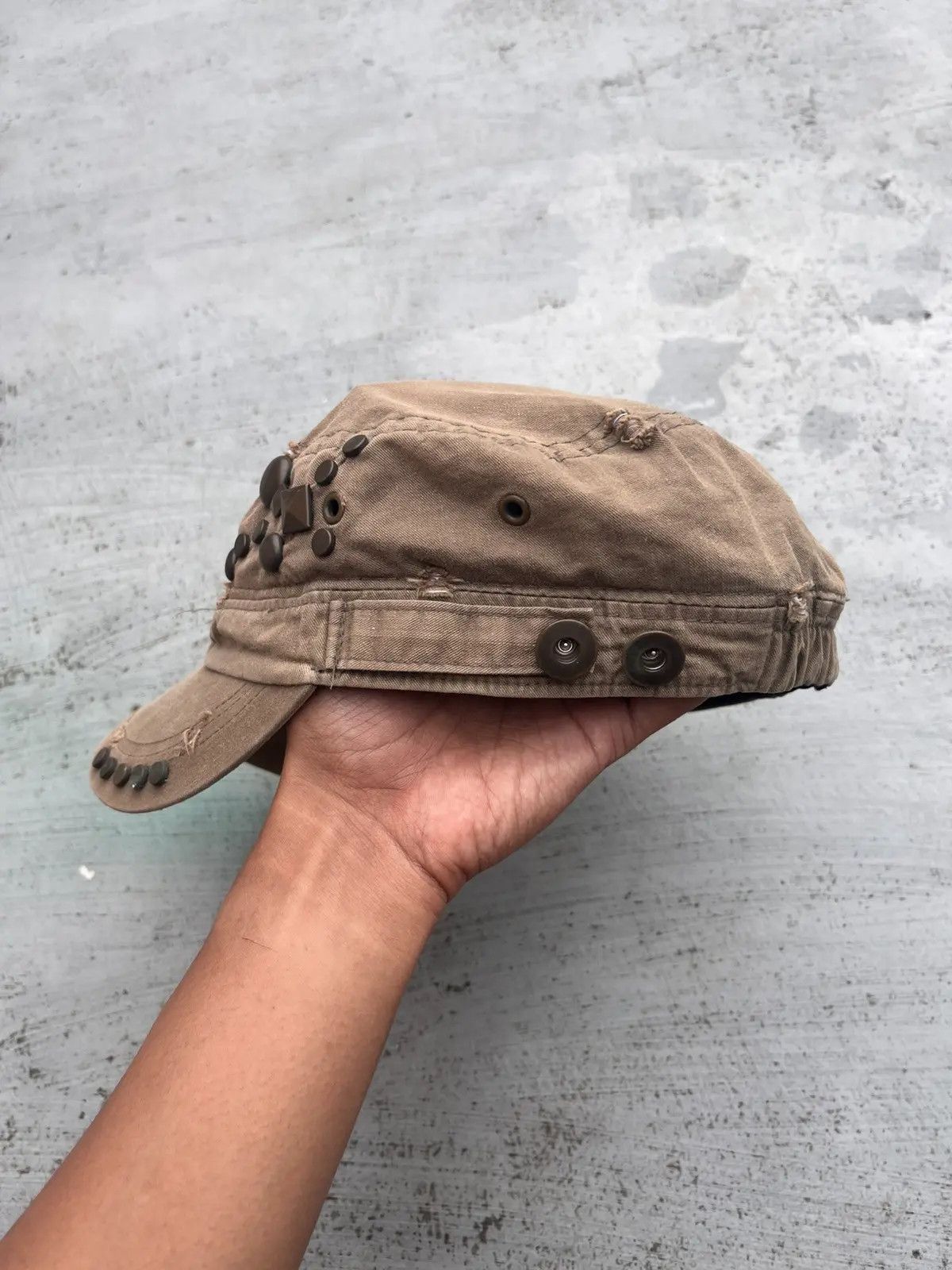 14th Addiction TWO FOLD DISTRESSED STUDDED HAT LGB Size ONE SIZE - 3 Thumbnail