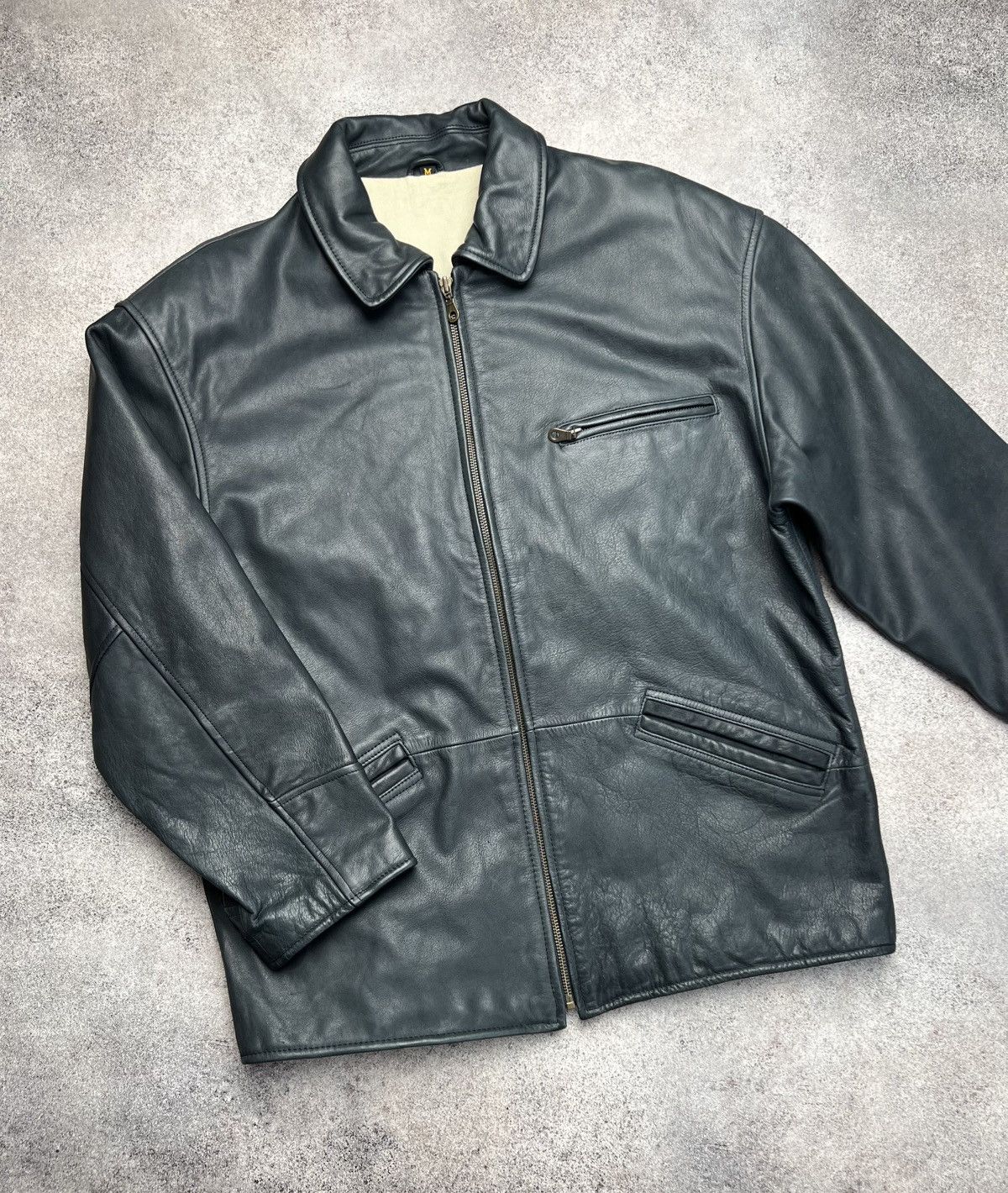 Vintage Vintage 80s genuine leather dark navy buco jacket Size US M / EU 48-50 / 2 - 1 Thumbnail