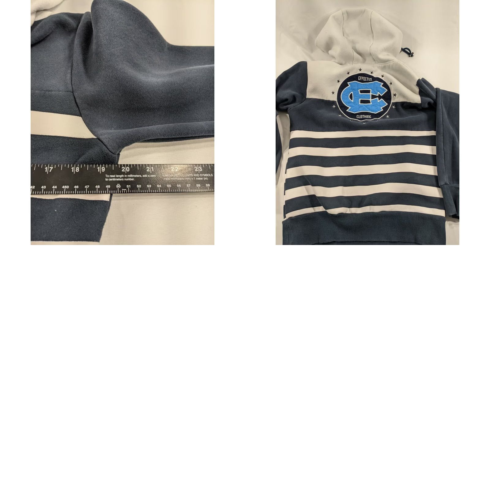 Vintage Effectus Clothing Mens Navy Striped Quarter Zip Hoodie W/Pockets Size Medium Size US M / EU 48-50 / 2 - 8 Thumbnail