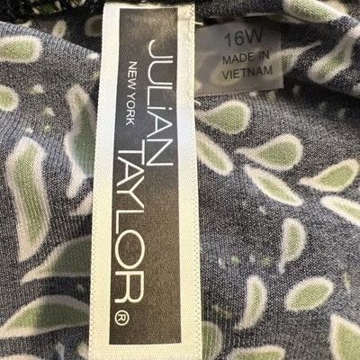Other JULIAN TAYLOR Sz 16 A-Line Dress Black White Green Leaf Slee Size XXL / US 16-18 / IT 52-54 - 10 Thumbnail