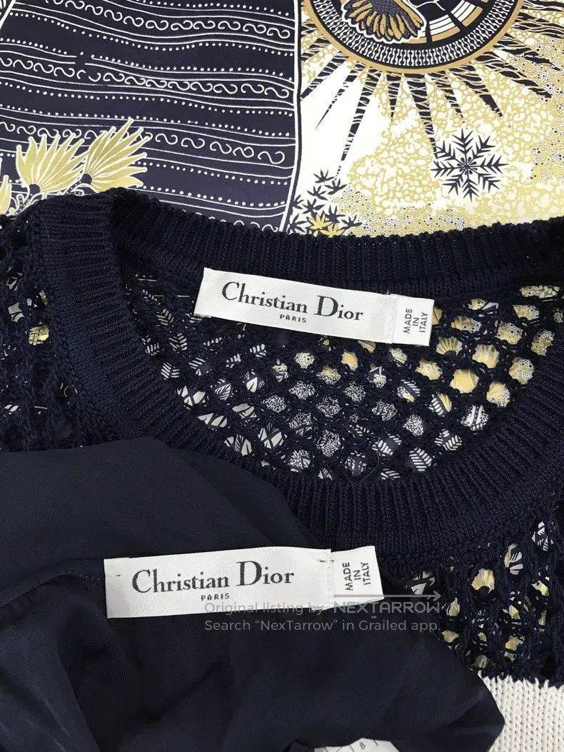 Dior Dior Colour-blocked striped fishnet sweater Size S / US 4 / IT 40 - 3 Thumbnail