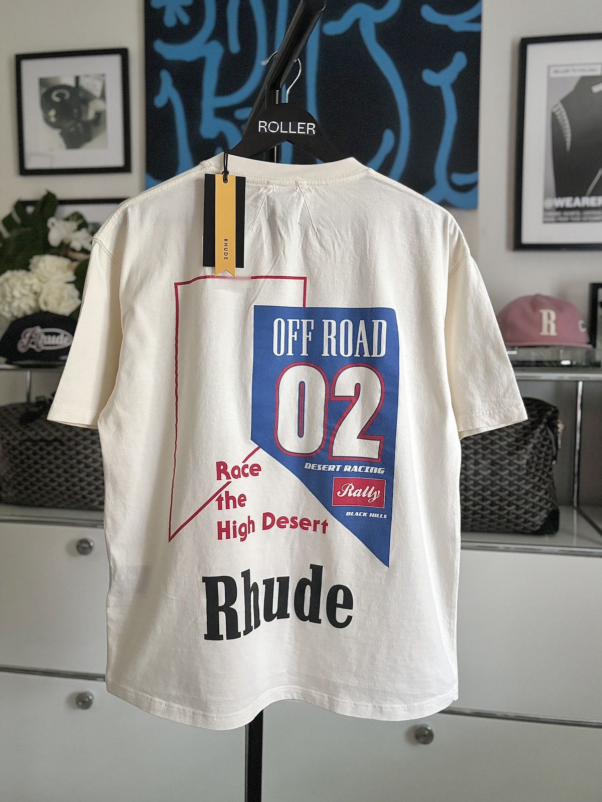 Rhude RHUDE RALLY DESERT CREAM TEE | Grailed
