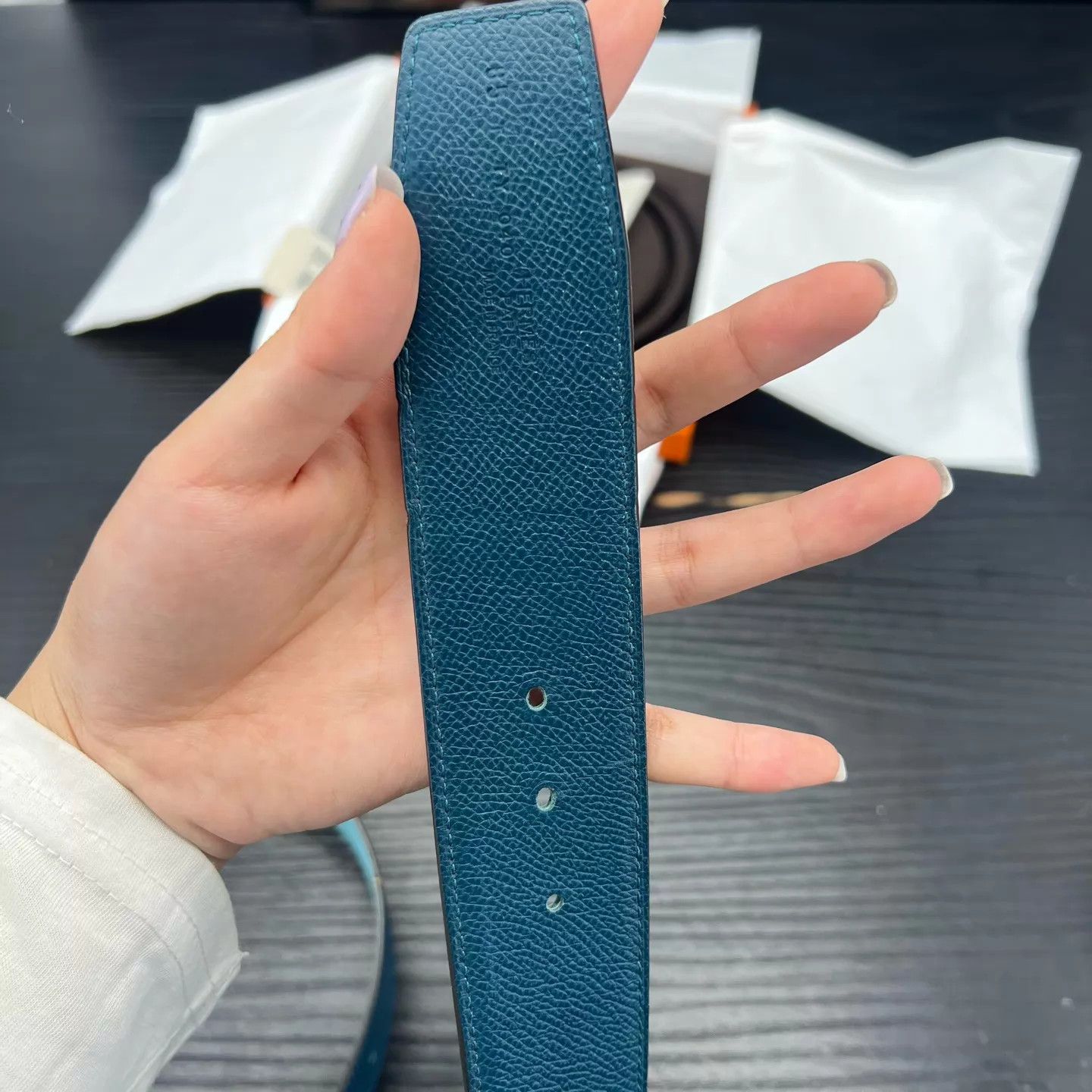 Hermes Hermès H-Buckle Belt Blue 85 (40) BNIB Size ONE SIZE - 6 Thumbnail