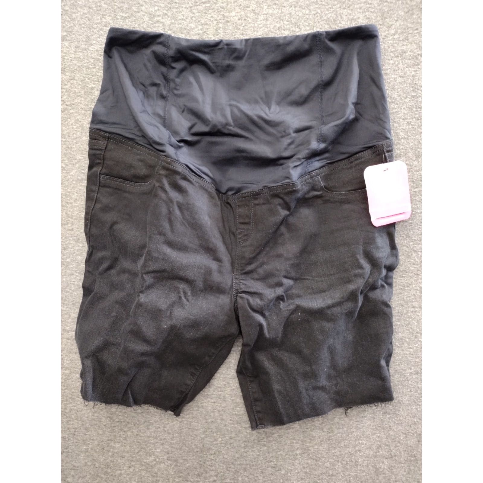 Denime Isabel Maternity Shorts Black Denim Crossover Panel Bermuda Size 16 Size 38" / US 16 / IT 52 - 2 Thumbnail