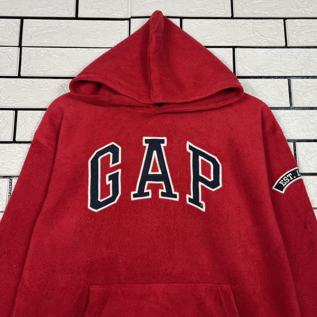 Gap Vintage 90's GAP Kids Big Logo Fleece Hoodies #4107-C187 Size US XXL / EU 58 / 5 - 2 Thumbnail