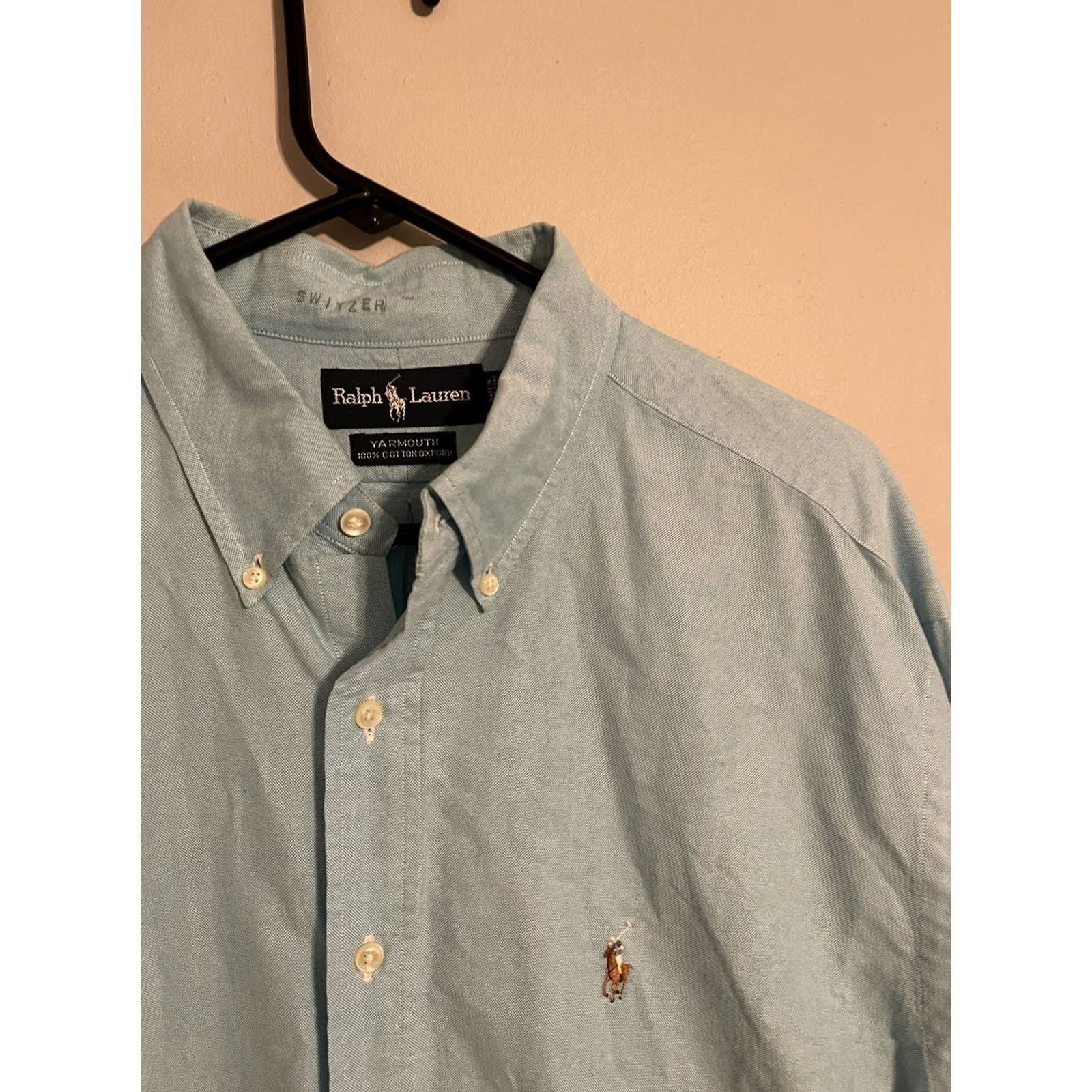 Polo Ralph Lauren Polo Ralph Lauren Yarmouth Shirt Adult L/S Button Up Blue Mens 17 Size 46R - 2 Thumbnail