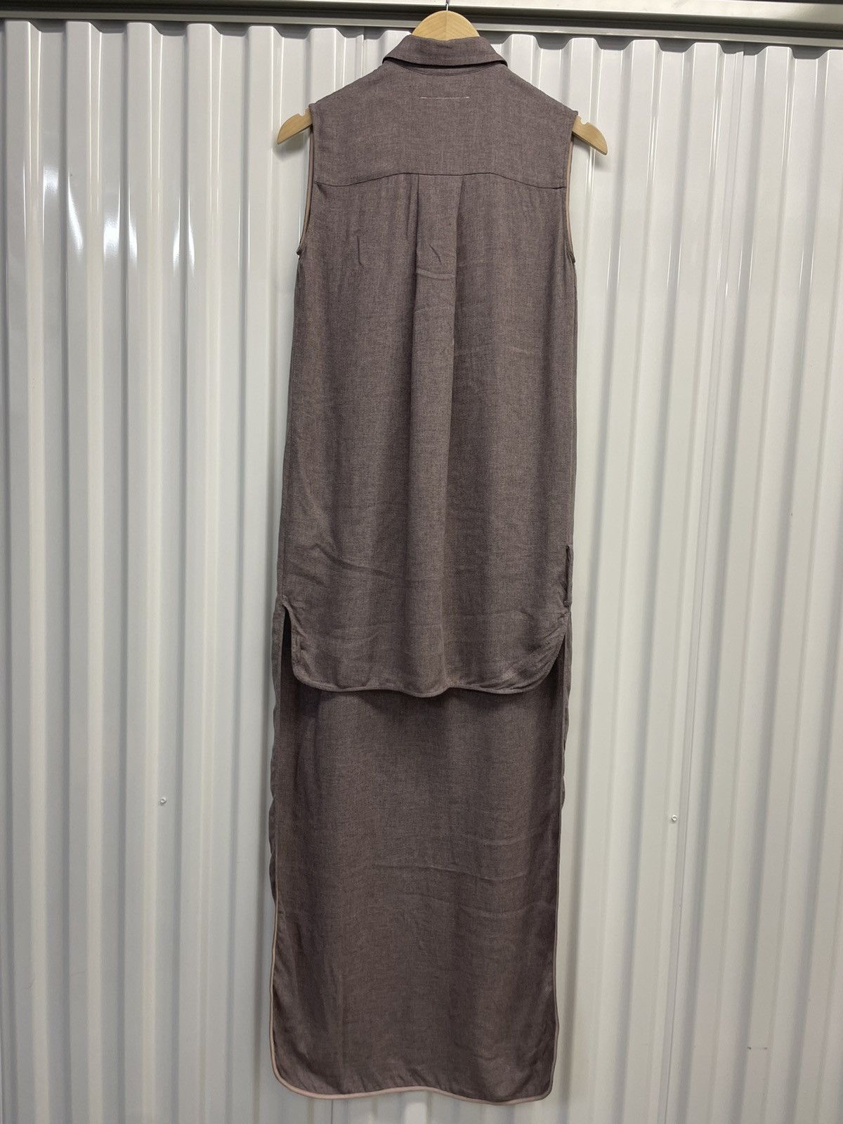Maison Margiela MM6 Maxi Dress Collared Button High Low Viscose Purple Size S / US 4 / IT 40 - 6 Thumbnail