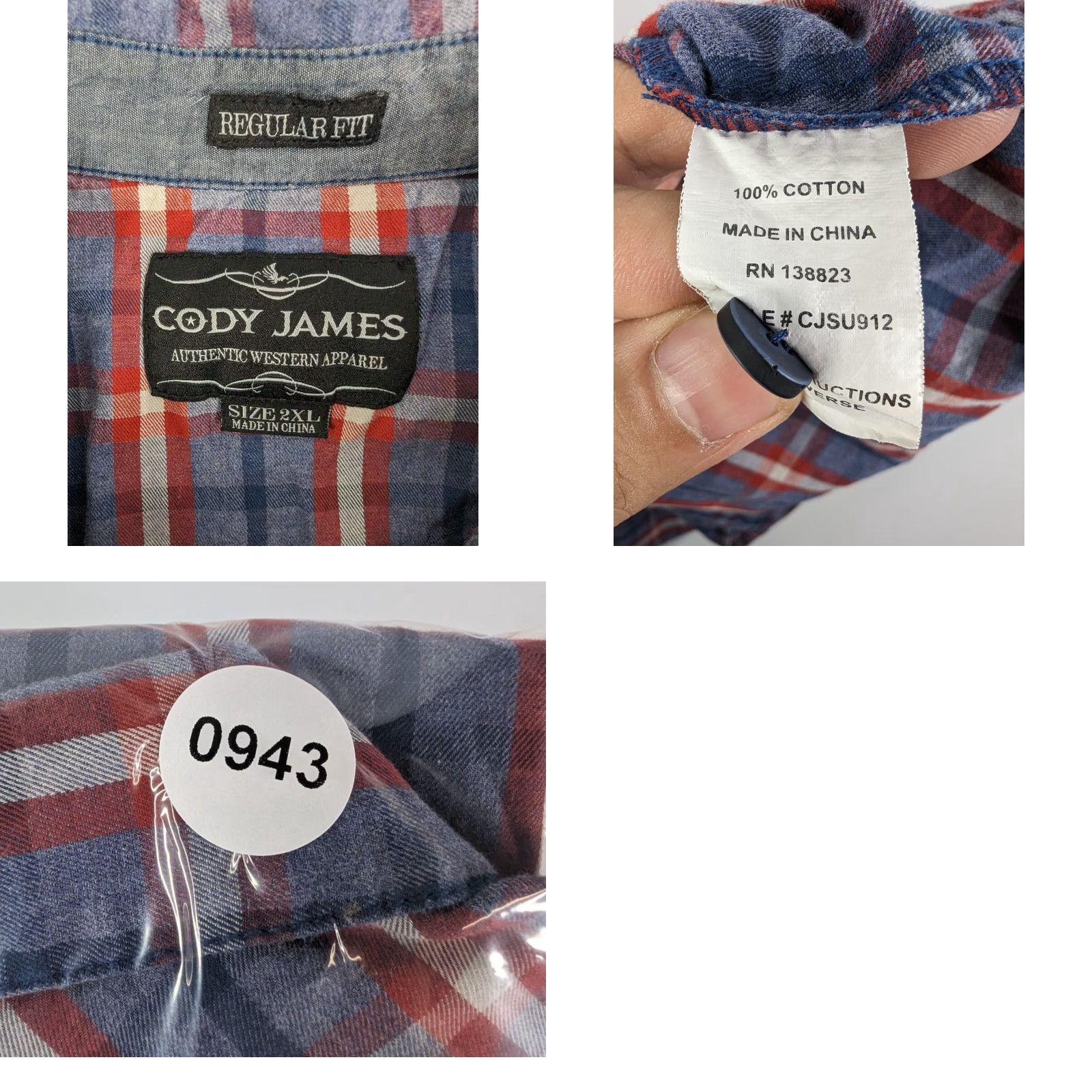 Cody James Cody James Regular Fit Western Plaid Button Short Sleeve Shirt Mens 2XL Size US XXL / EU 58 / 5 - 8 Thumbnail