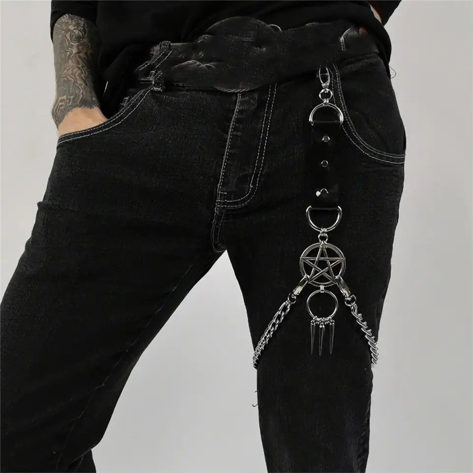 Other Punk PU Leather Metal Chain Keychain Size ONE SIZE - 1 Thumbnail