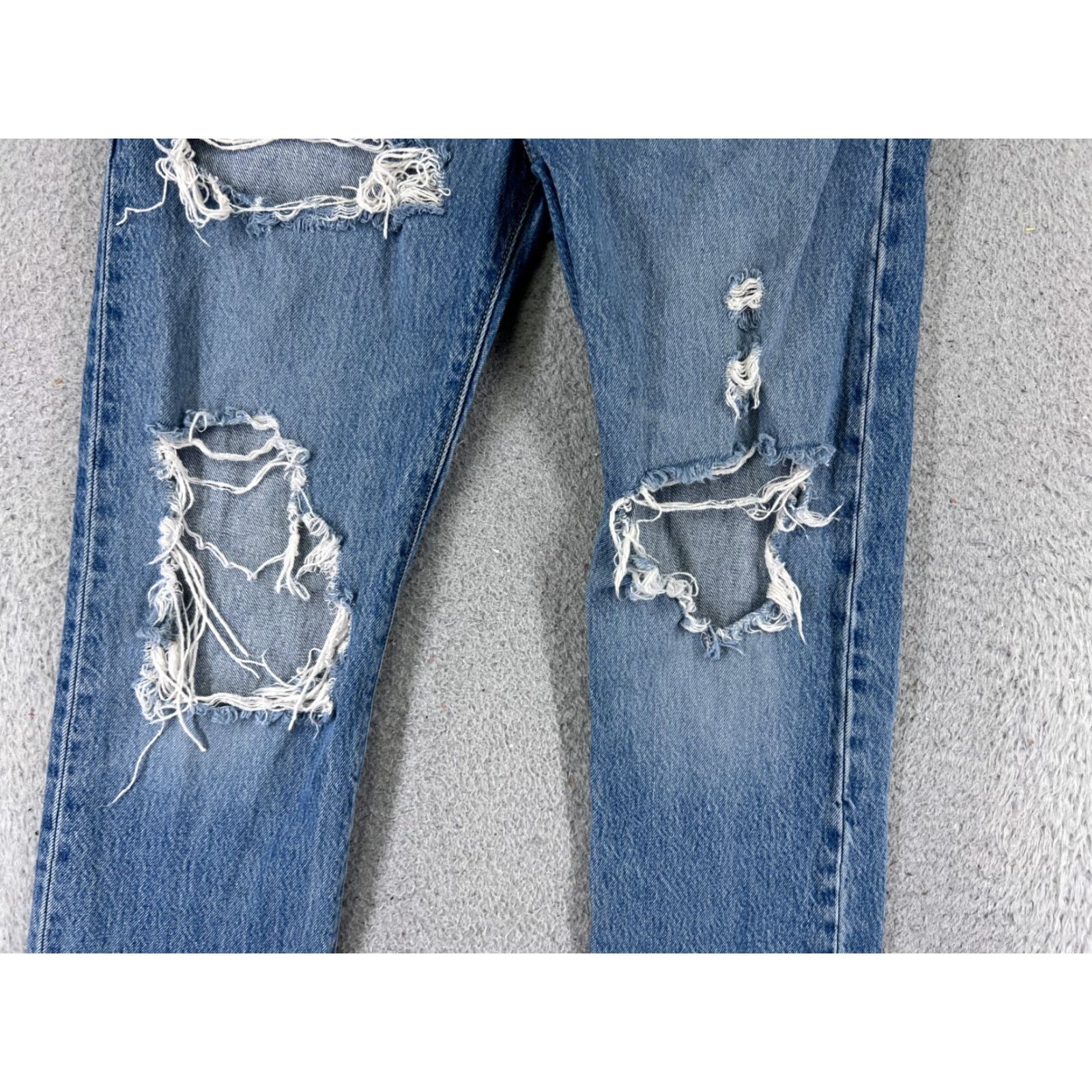 Levi's Levi's Jeans Adult 27 Blue Denim Distressed 501 Premium Button 27x28 Vintage No Size US 27 - 3 Thumbnail