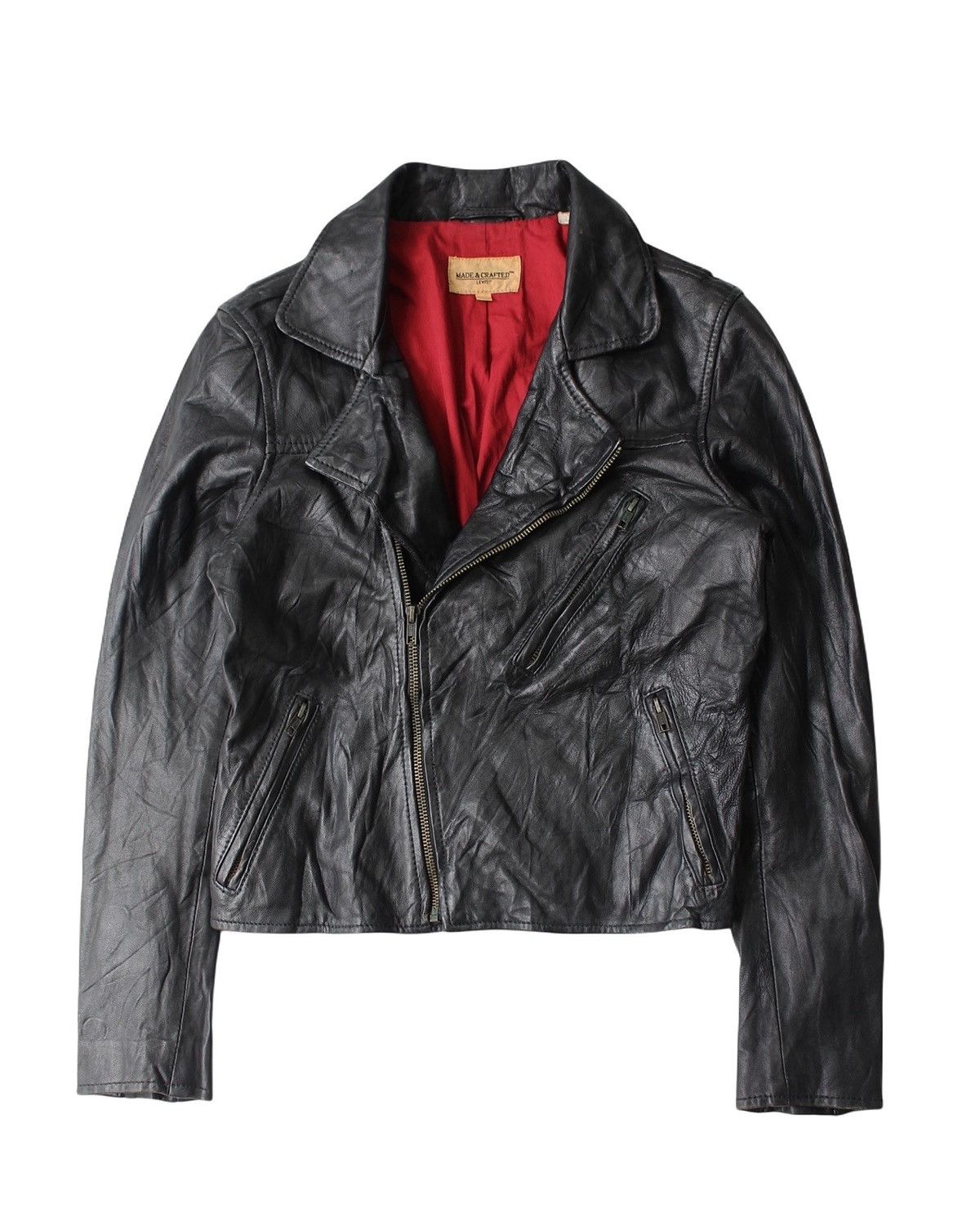 If Six Was Nine 2010S LEVI’S MADE & CRAFTED BLACK LAMBSKIN BIKER JACKET Size S / US 4 / IT 40 - 1 Thumbnail