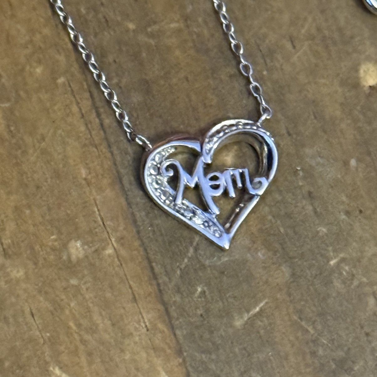 Vintage 925 Silver dainty open heart Mom necklace Size ONE SIZE - 4 Thumbnail