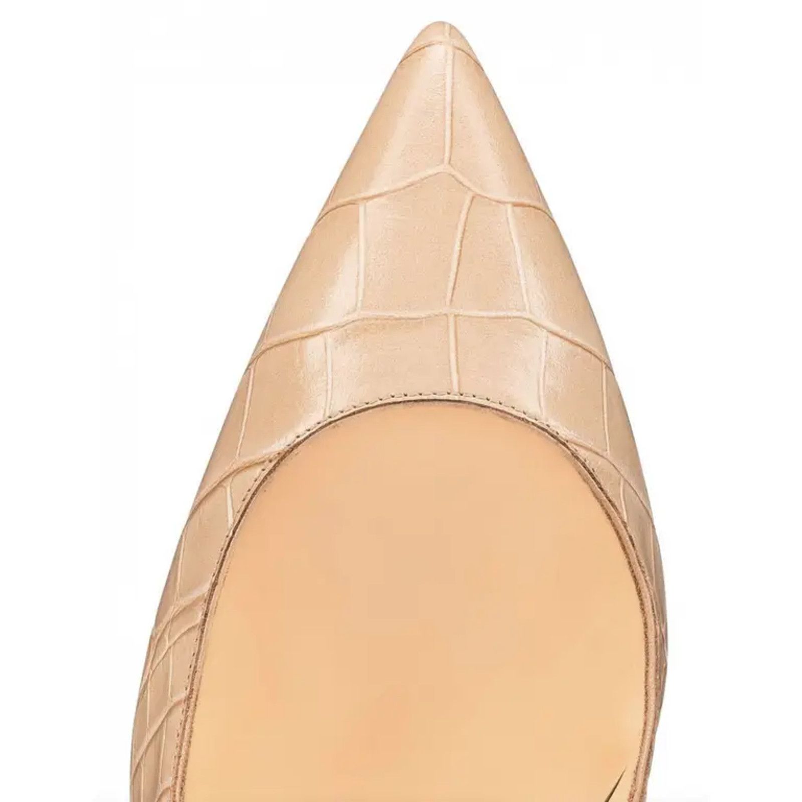 Christian Louboutin Kate 100 Nougat Nude Calf Ali Croc Pointed Toe Heel Pump 41 Size US 11 / IT 41 - 6 Thumbnail