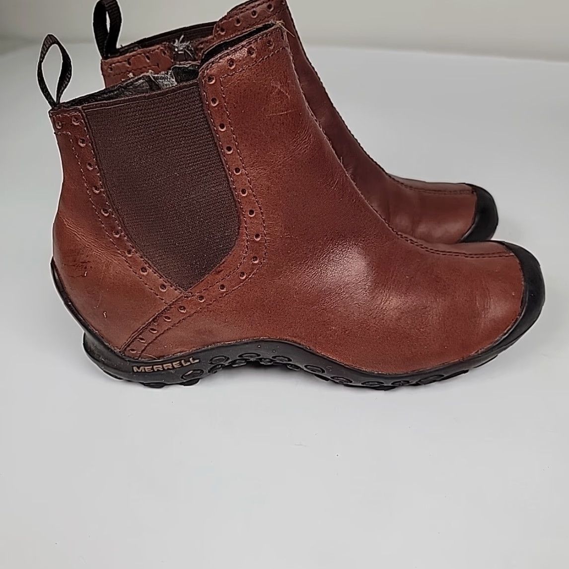 Merrell Merrell Plaza Saddle Tan Leather Chelsea Waterproof Women's Size 8 US/38.5 EU Boot Womens Size US 8 / IT 38 - 4 Thumbnail