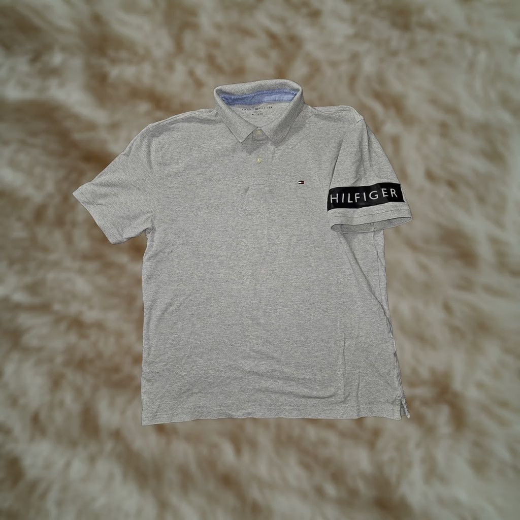 Tommy Hilfiger Tommy Hilfiger Polo Shirt Mens XL Gray Short Sleeve Classic Logo Hilfiger Spell Out Patch 90s City Preppy Vintage: No (adjust if needed) Size US XL / EU 56 / 4 - 1 Thumbnail