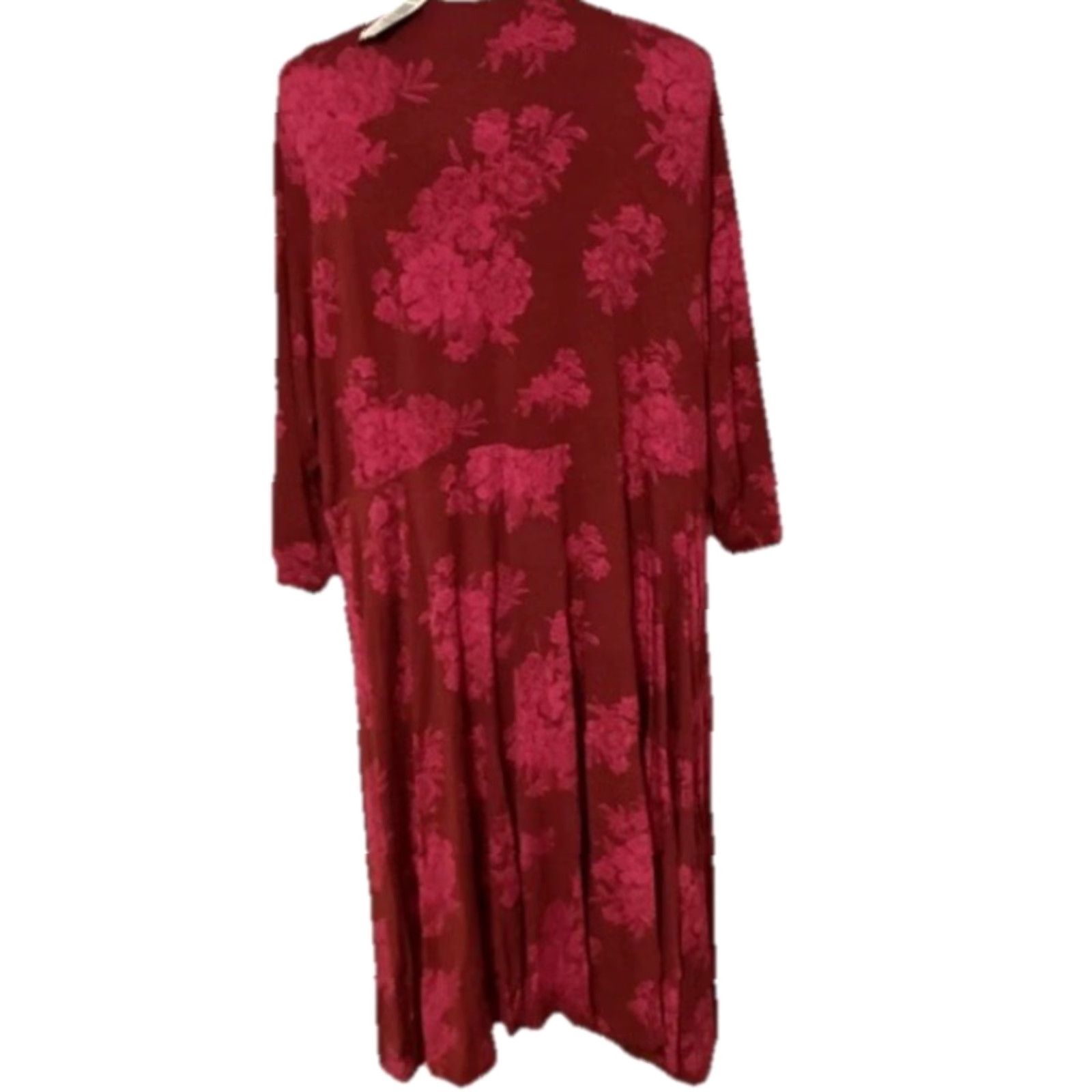 Torrid Torrid Floral Dress V-Neck Wrap Midi 2XL Pink Red Jersey Knit Tie Front Size XXL / US 16-18 / IT 52-54 - 3 Thumbnail